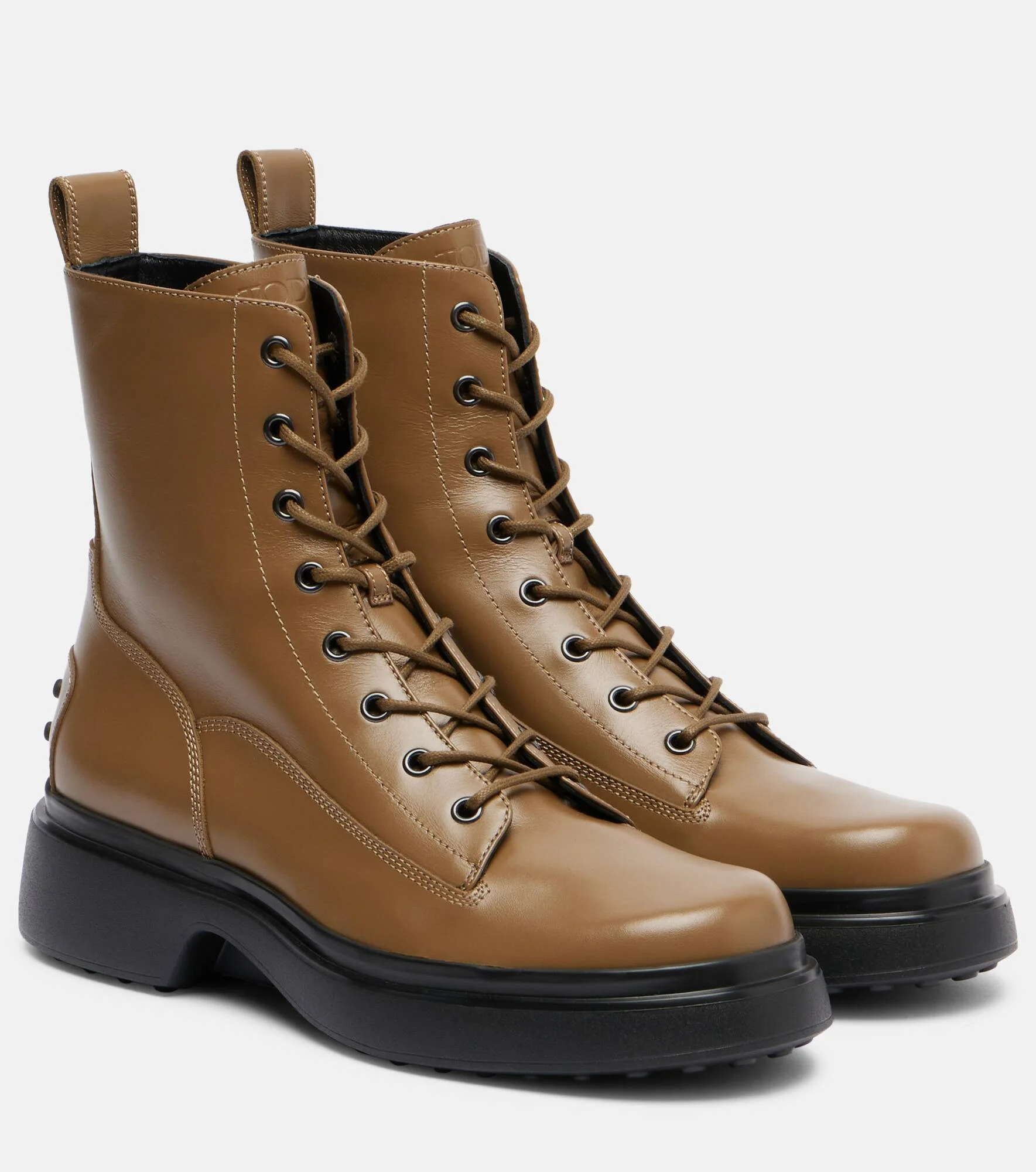 Leather combat boots - 1