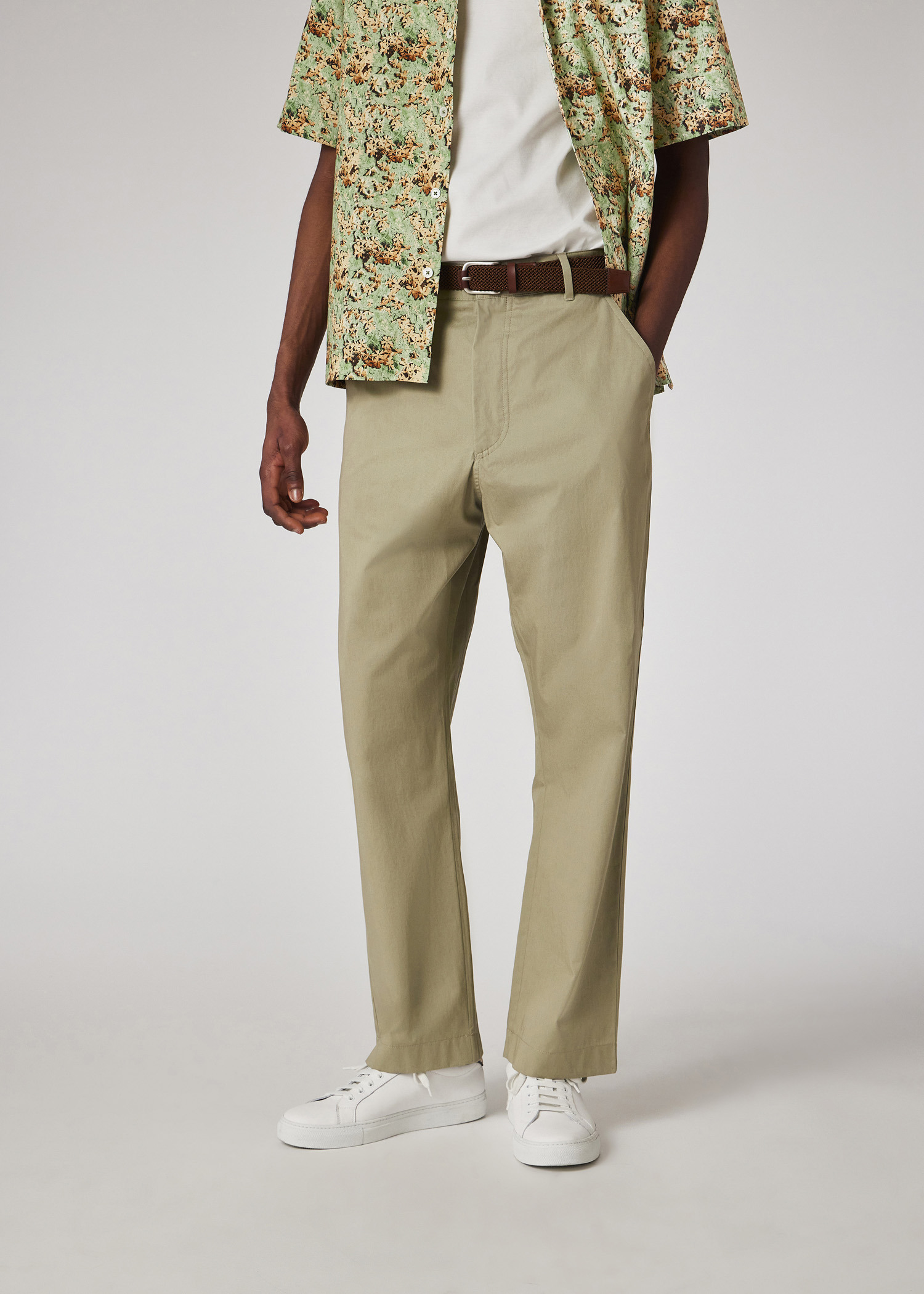 Light Khaki Double-Face Elastic-Back Chinos - 4