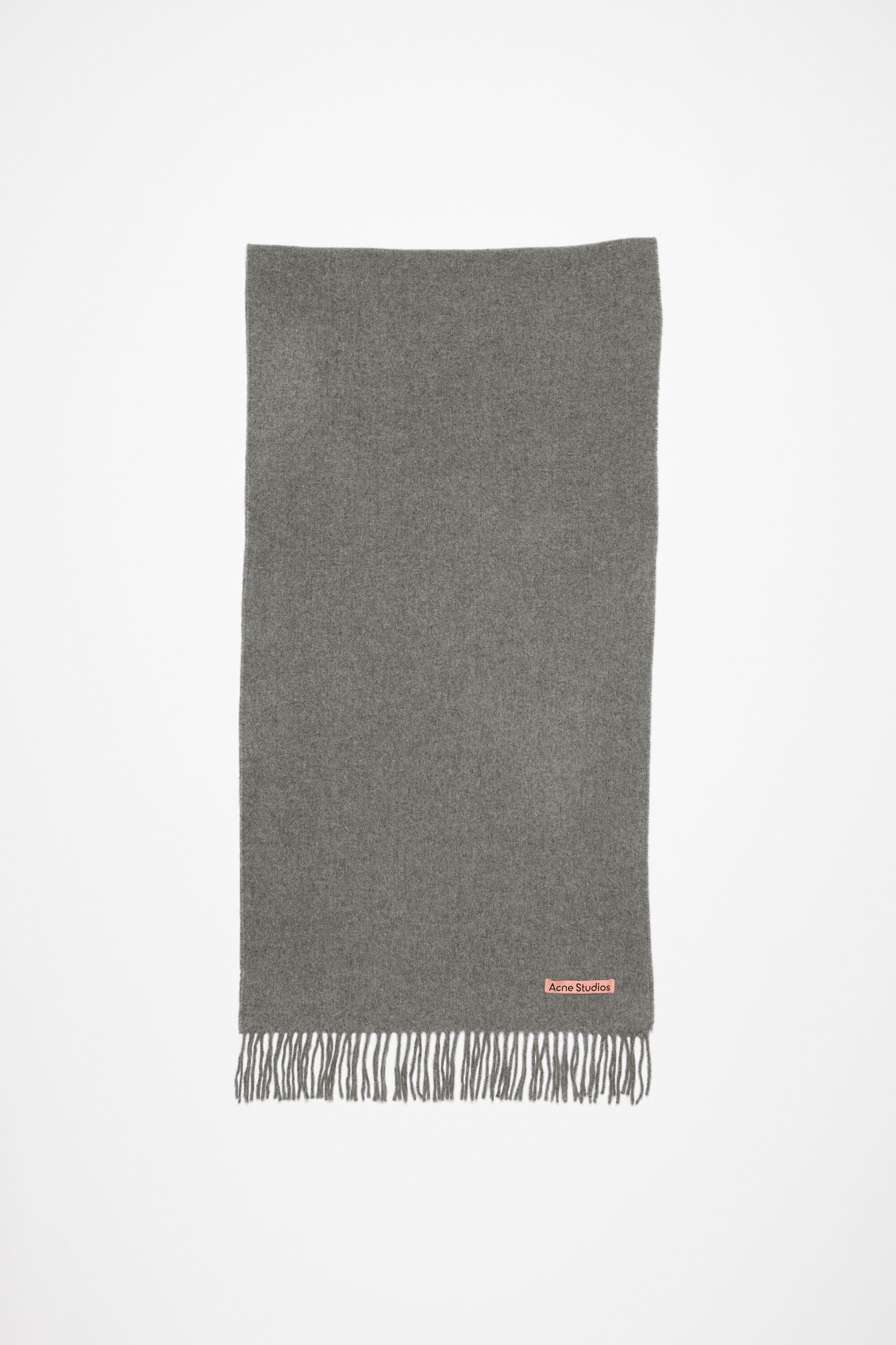 Fringe wool scarf – Narrow - Grey Melange - 1