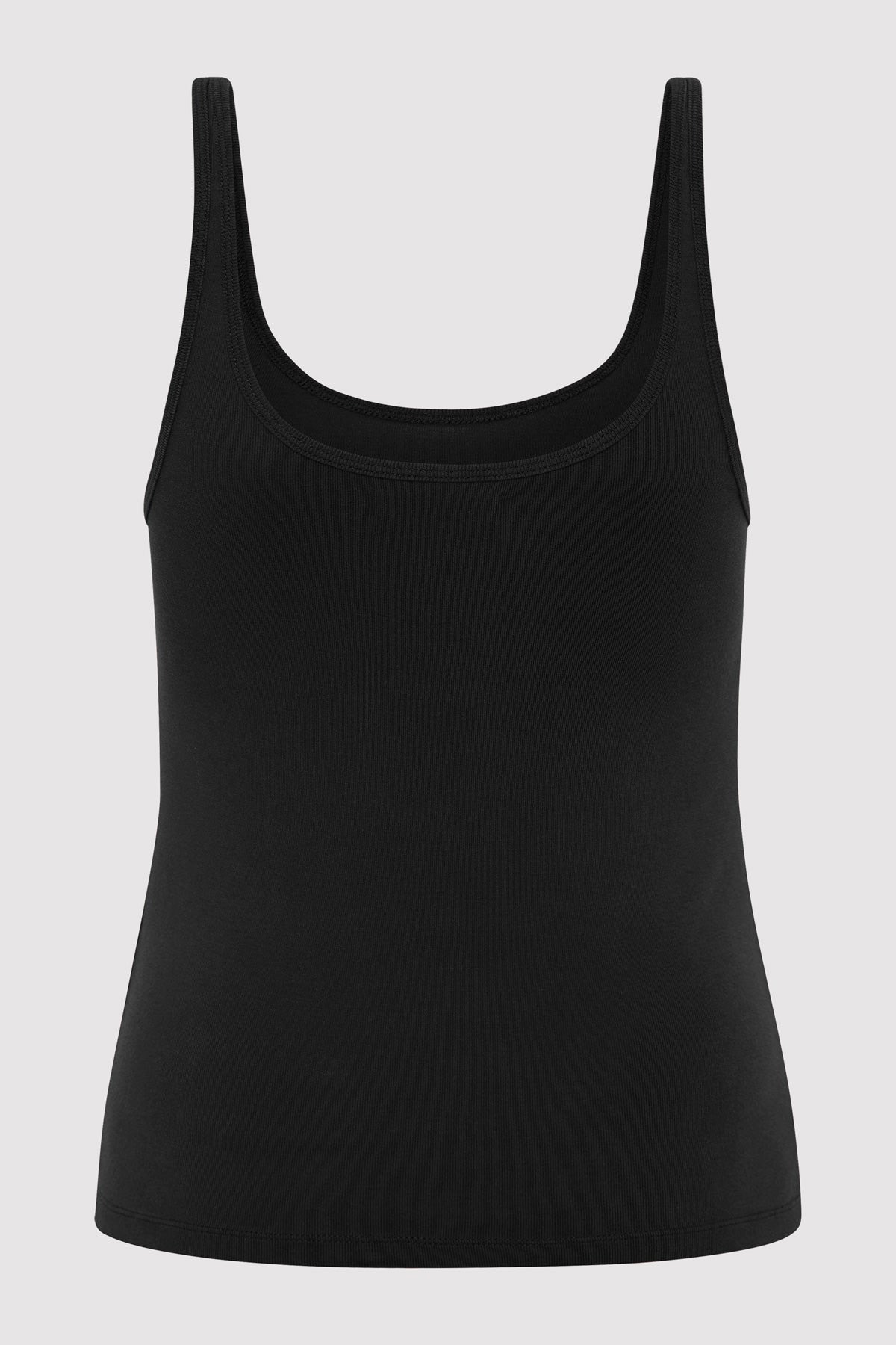 Organic Cotton Slim Scoop Tank - Jet Black - 6