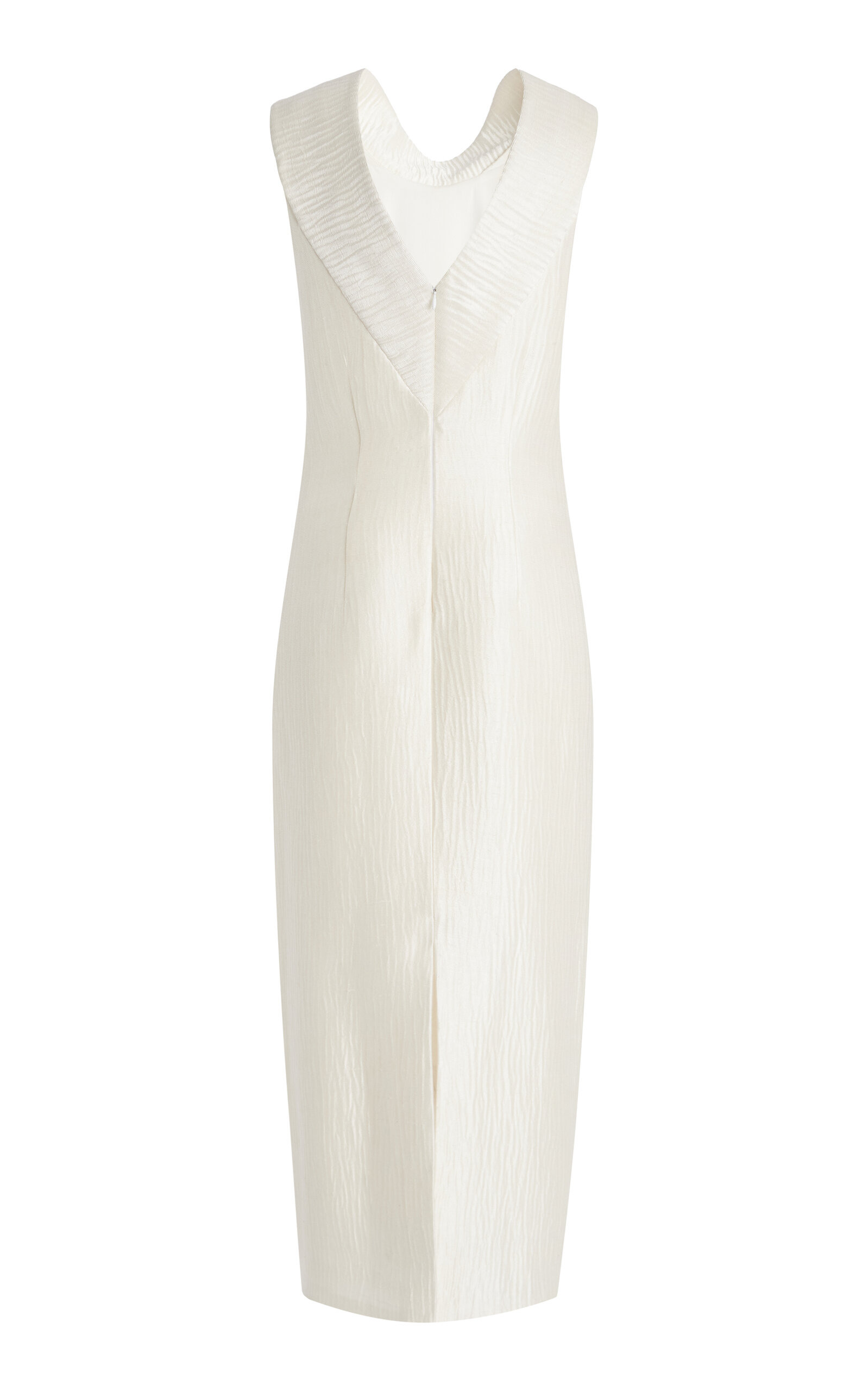 The Blair Pleated Sponge Silk Midi Dress off-white - 5