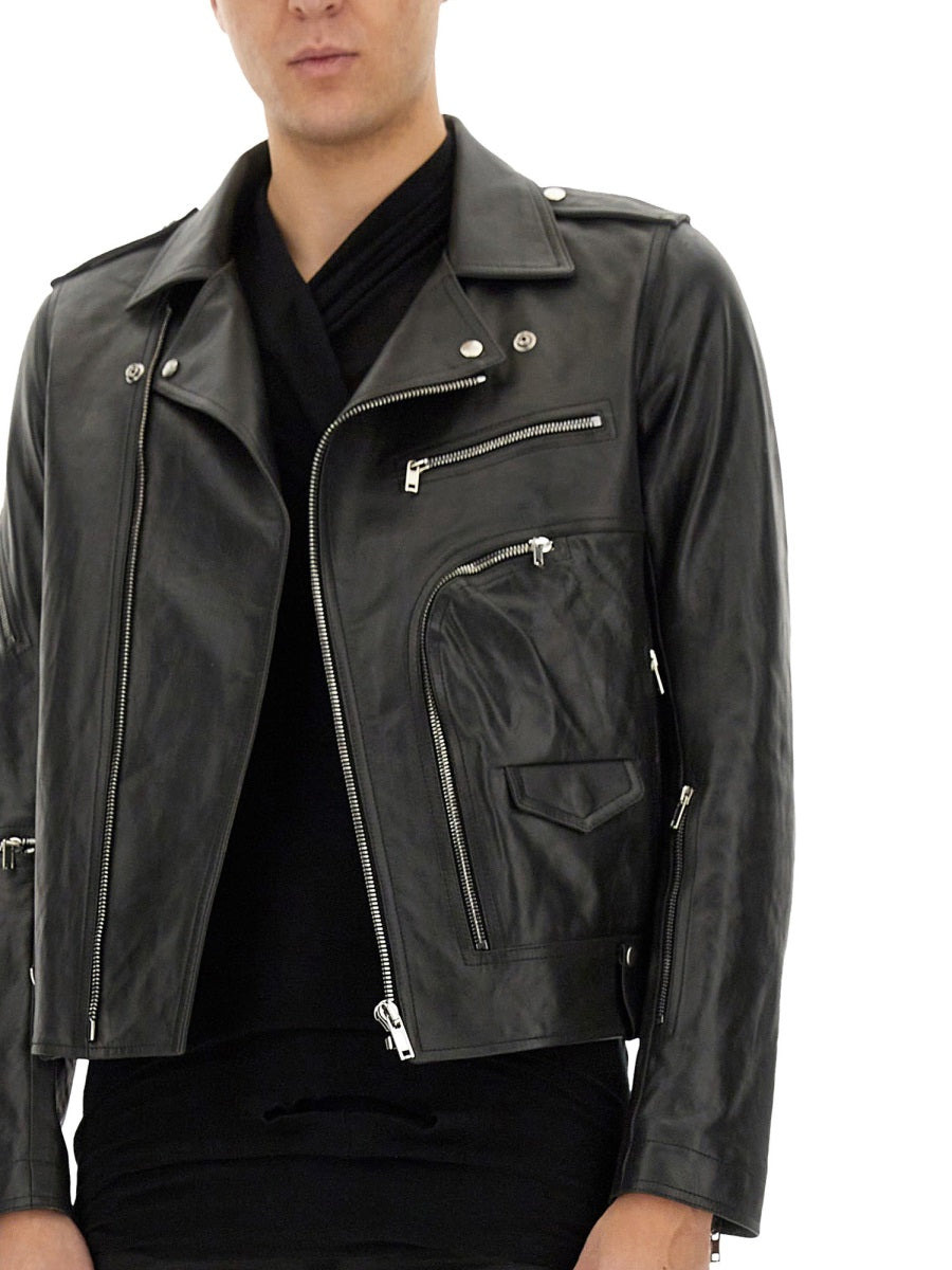 Rick Owens Men Leather Bauhaus Jacket - 4