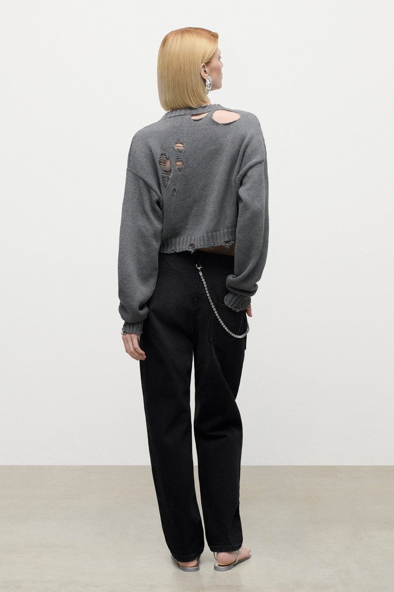 DISTRESSED CRYSTAL CREWNECK SWEATER 4