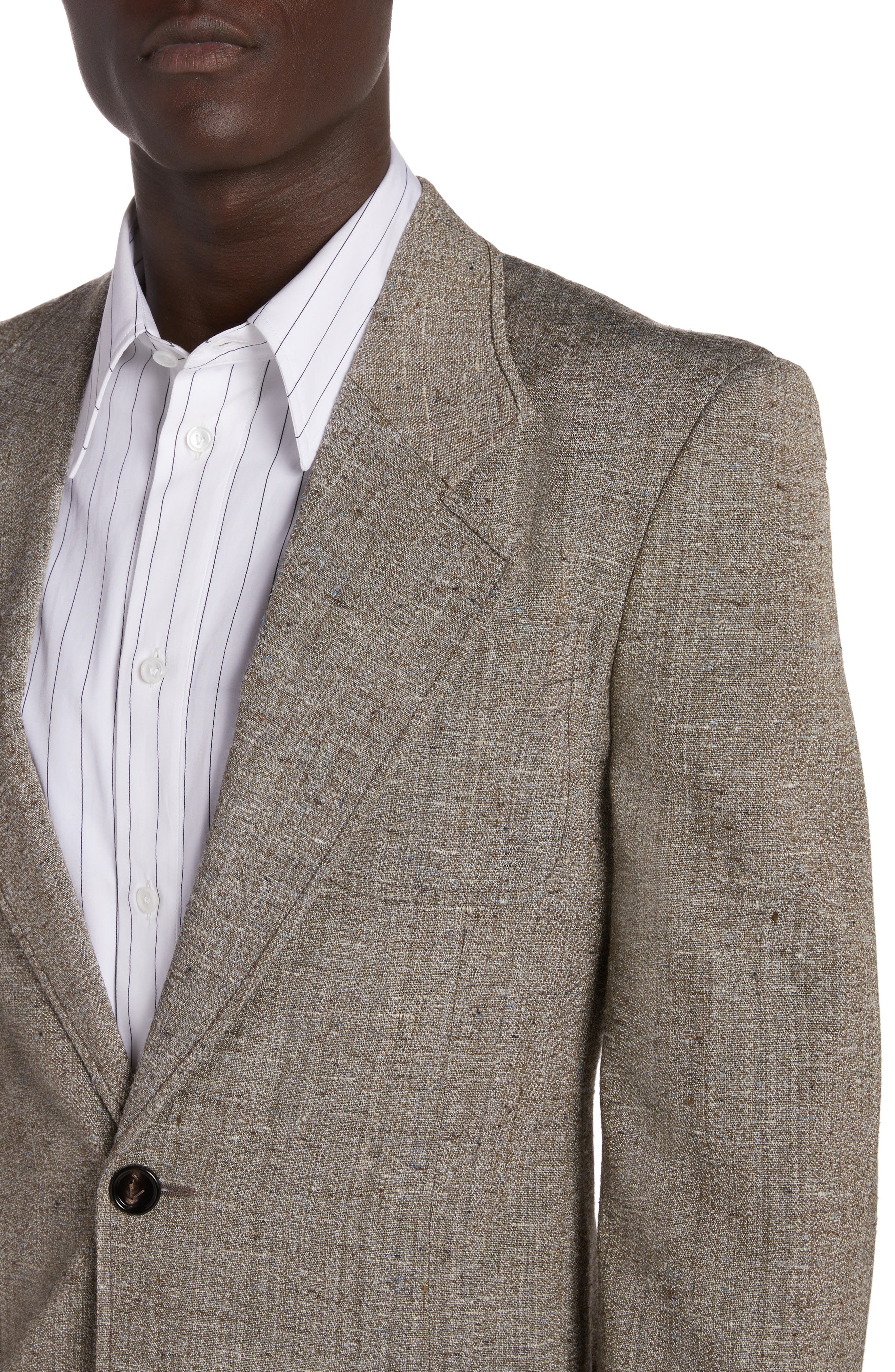 Bottega Veneta Knotted Melange One-Button Suit Jacket in 2515 Brown/White/Blue at Nordstrom - 4