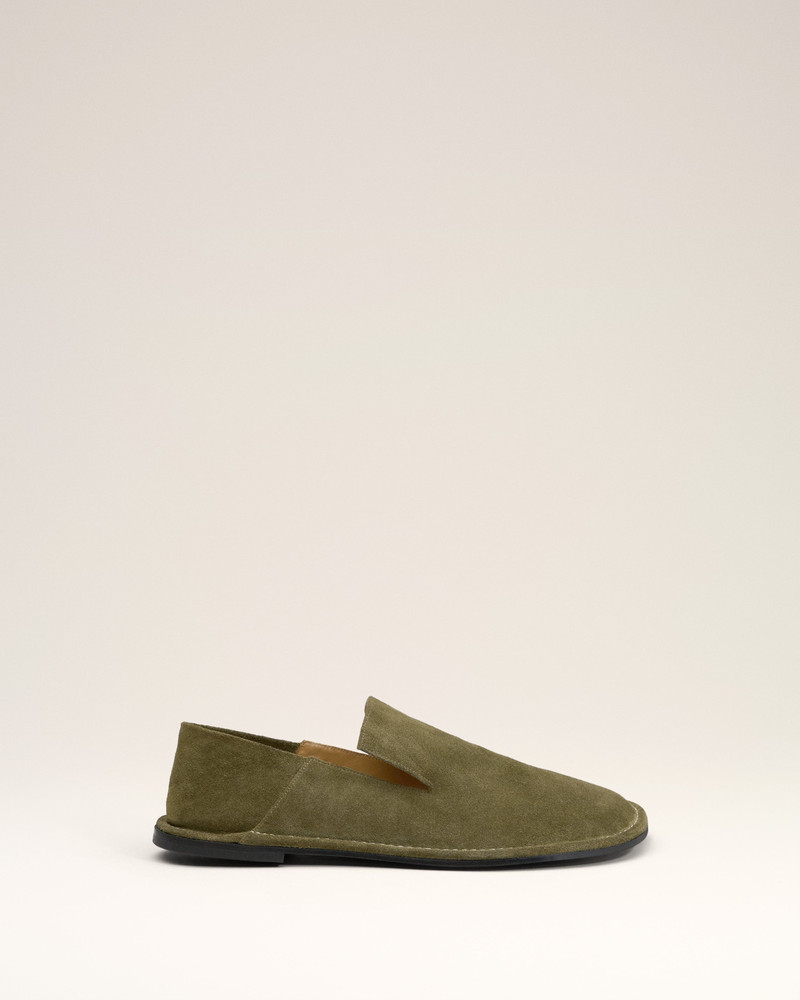 KHAKI LEATHER MIDI SLIPPERS 1