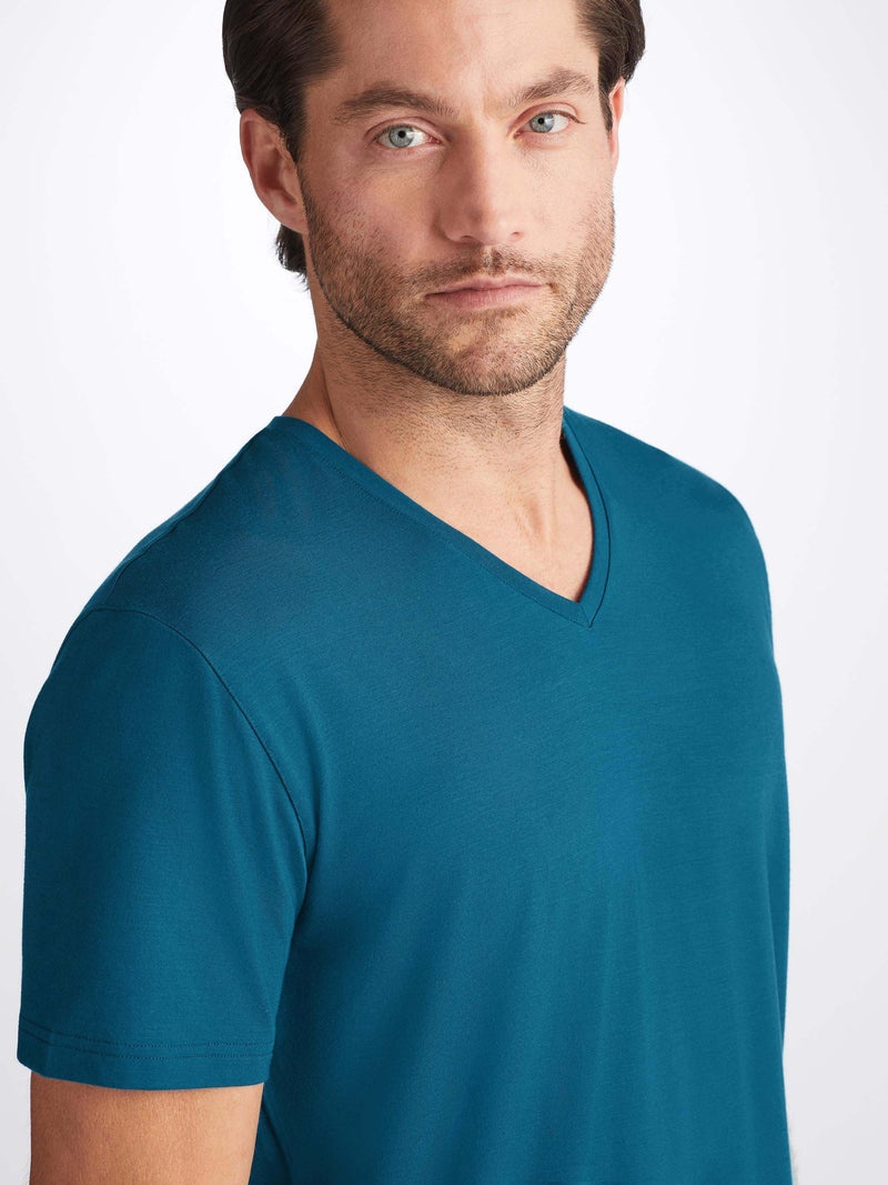 Men's V-Neck T-Shirt Basel Micro Modal Stretch Poseidon Blue - 5