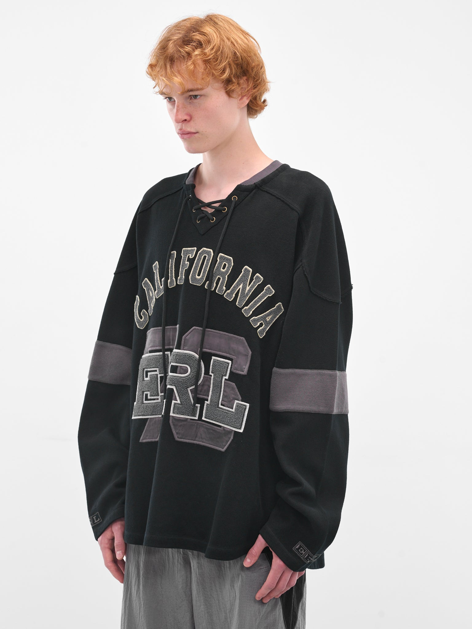 Black Embroidered Hockey Jersey Sweater - 2