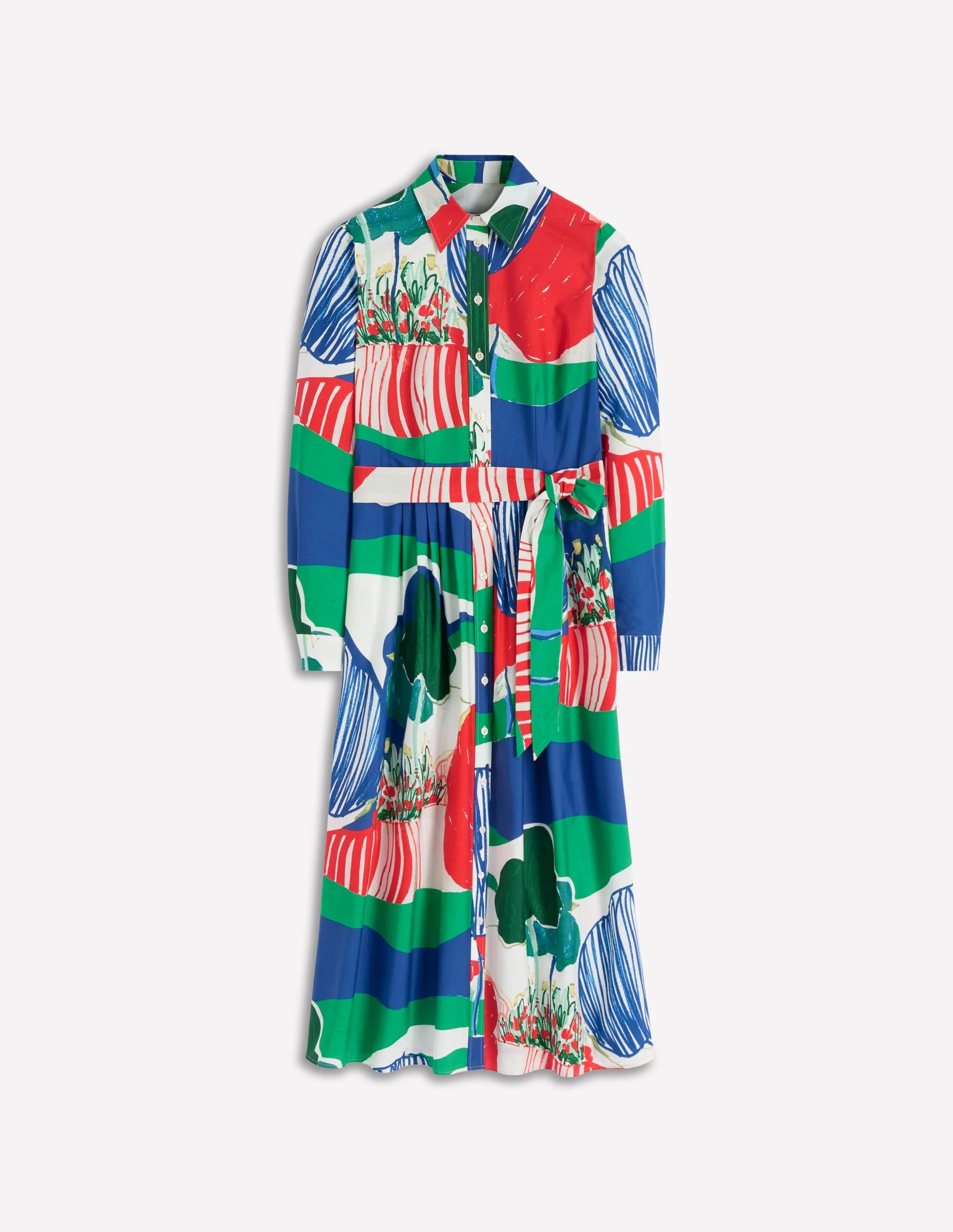 Alexa Long Sleeve Midi Dress-Multi Abstract Valley - 1