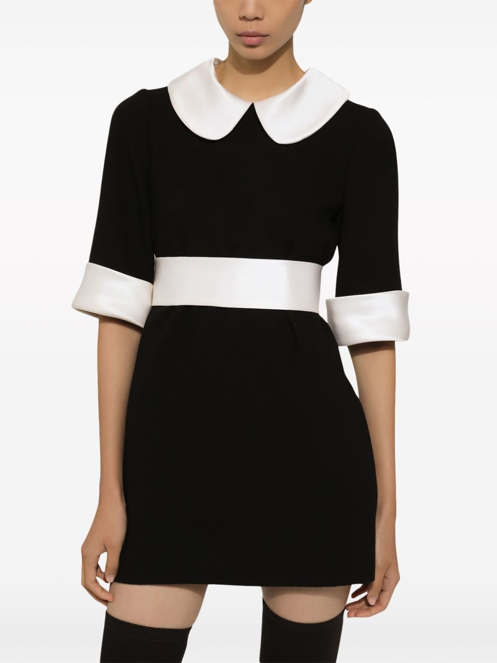 Peter Pan collar virgin wool minidress - 5