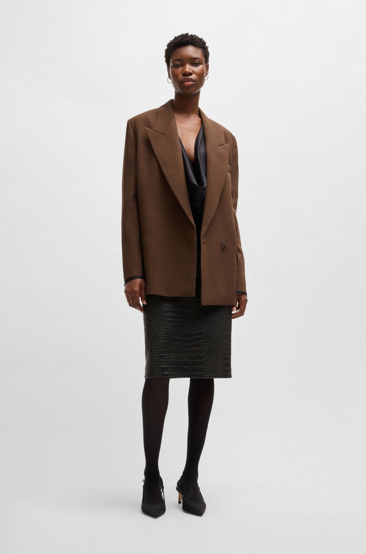 PENCIL SKIRT IN CROCODILE-EMBOSSED LEATHER - 3