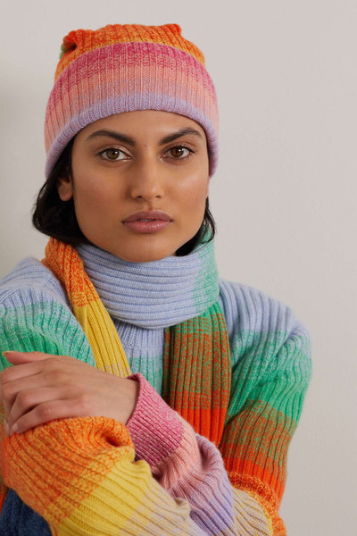 The Elder Statesman Morphe striped ribbed cashmere beanie outlook