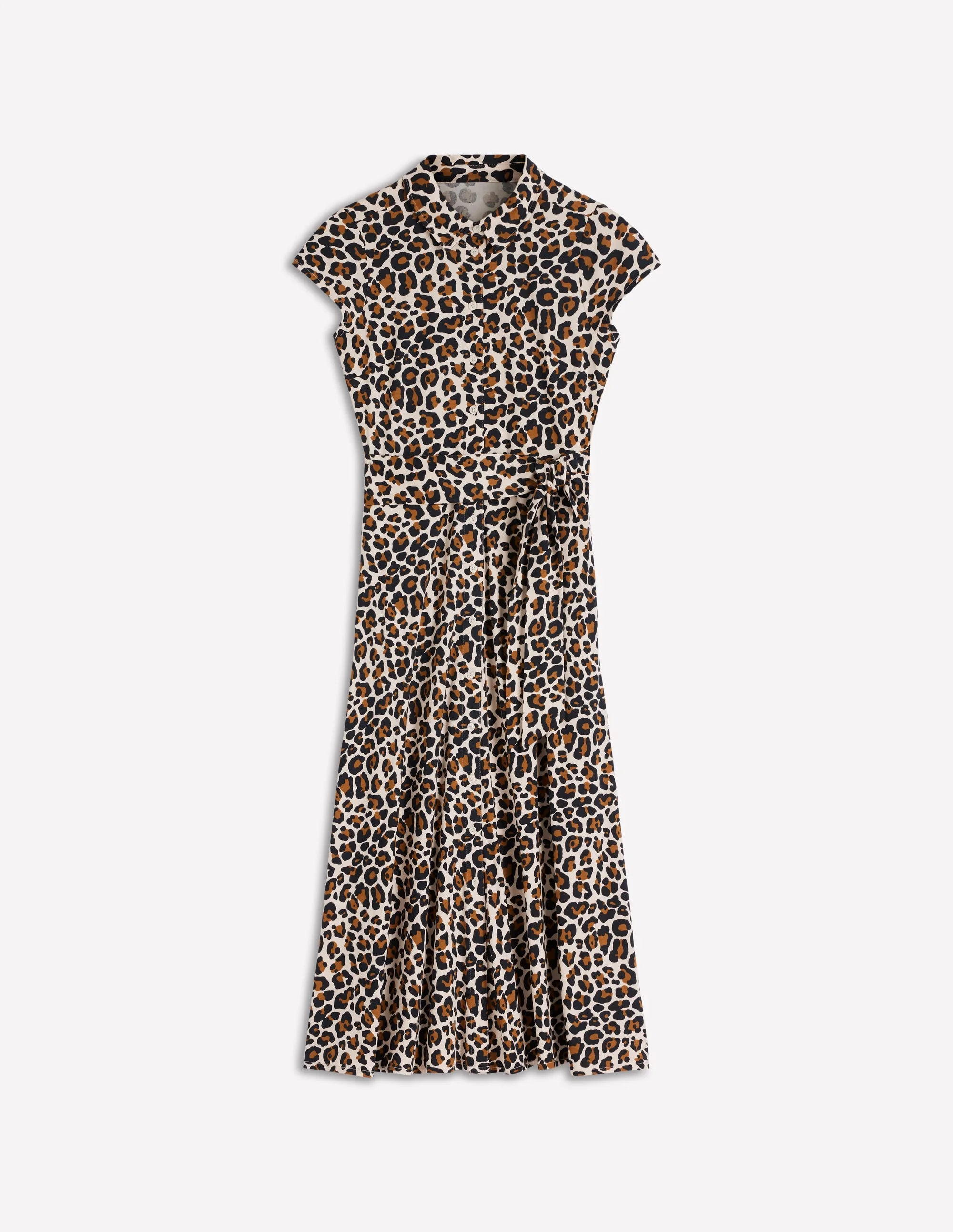 Marcia Jersey Shirt Dress-Almond Milk, Cheetah Pop - 1