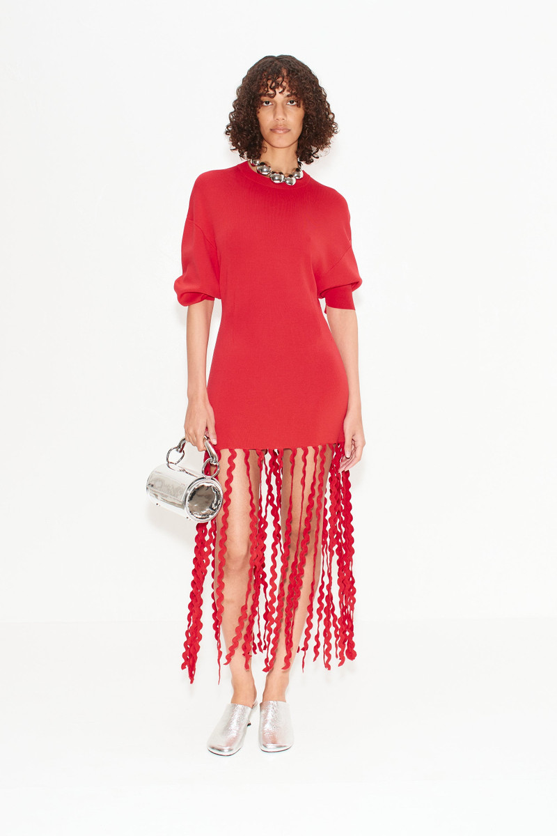 Wallis Knit Fringe Dress in Cherry Red 6