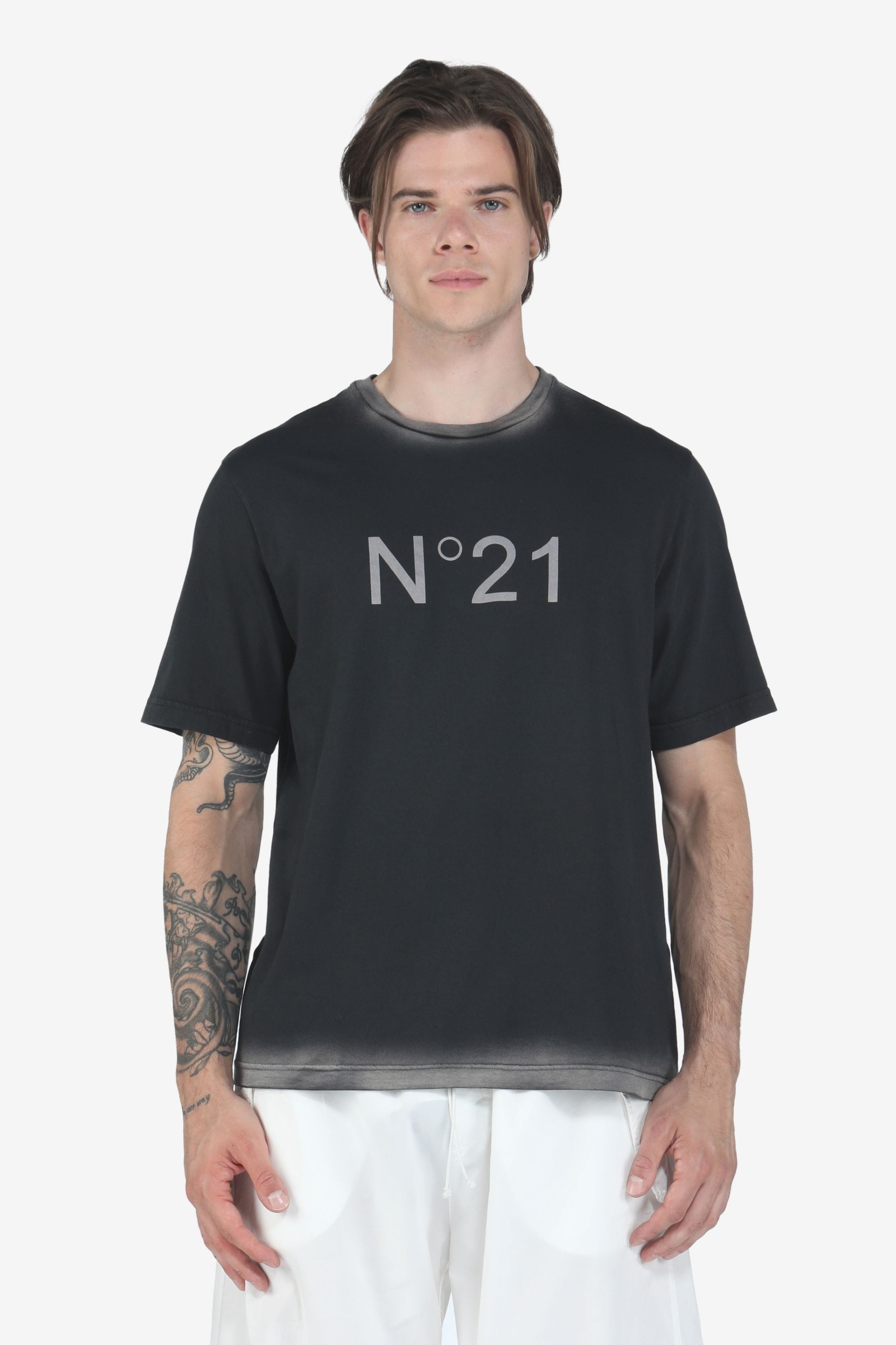 LOGO-PRINT ACID-WASH T-SHIRT - 1