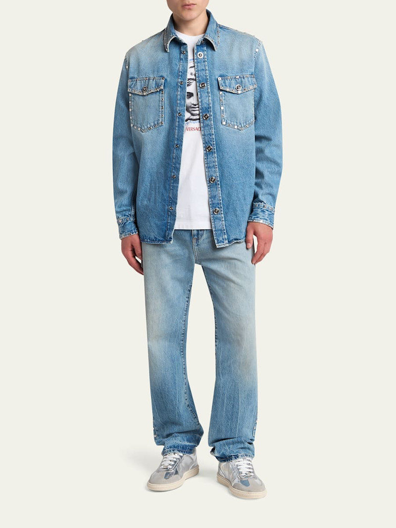 VERSACE Men's Studded Slim-Fit Medusa Jeans outlook