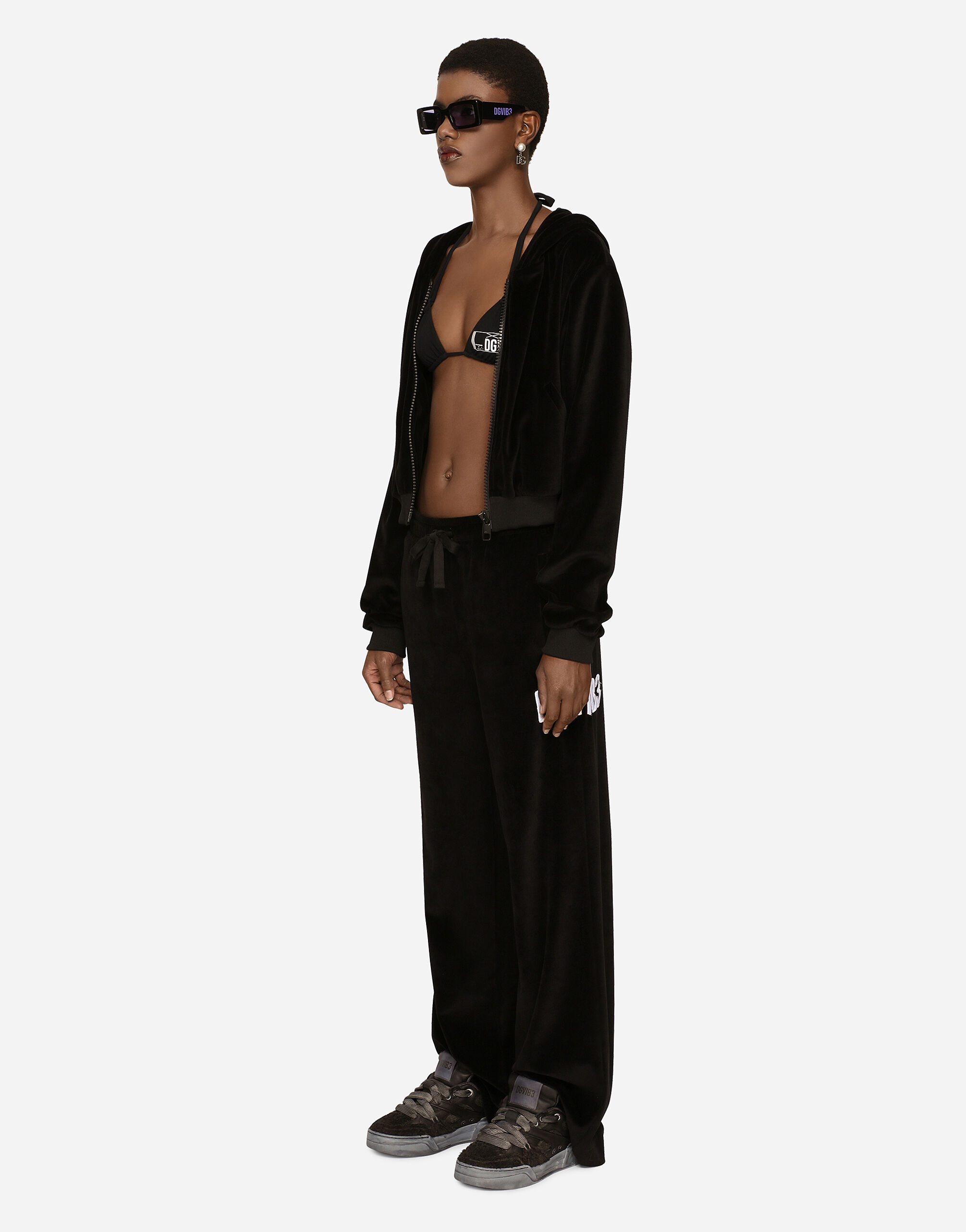 Cotton chenille jogging pants with DGVIB3 embroidery - 2