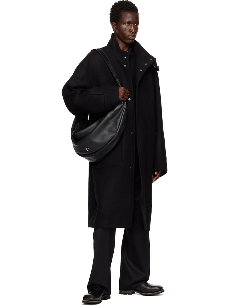 Wooyoungmi Black Wool Blend High Neck Coat outlook