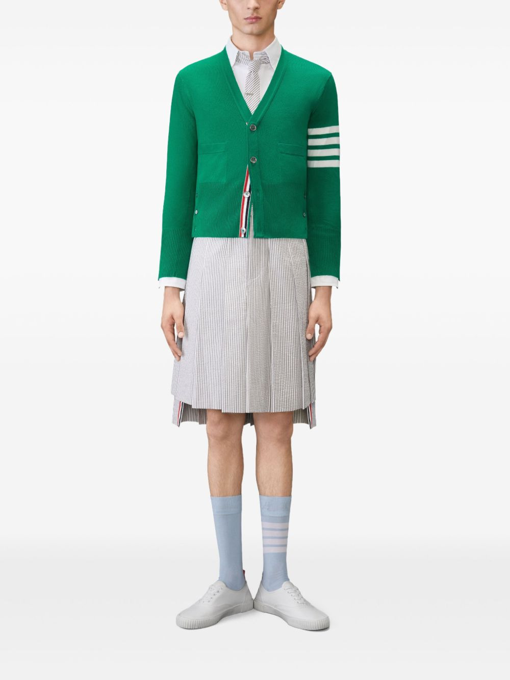 four-bar V-neck cardigan - 2