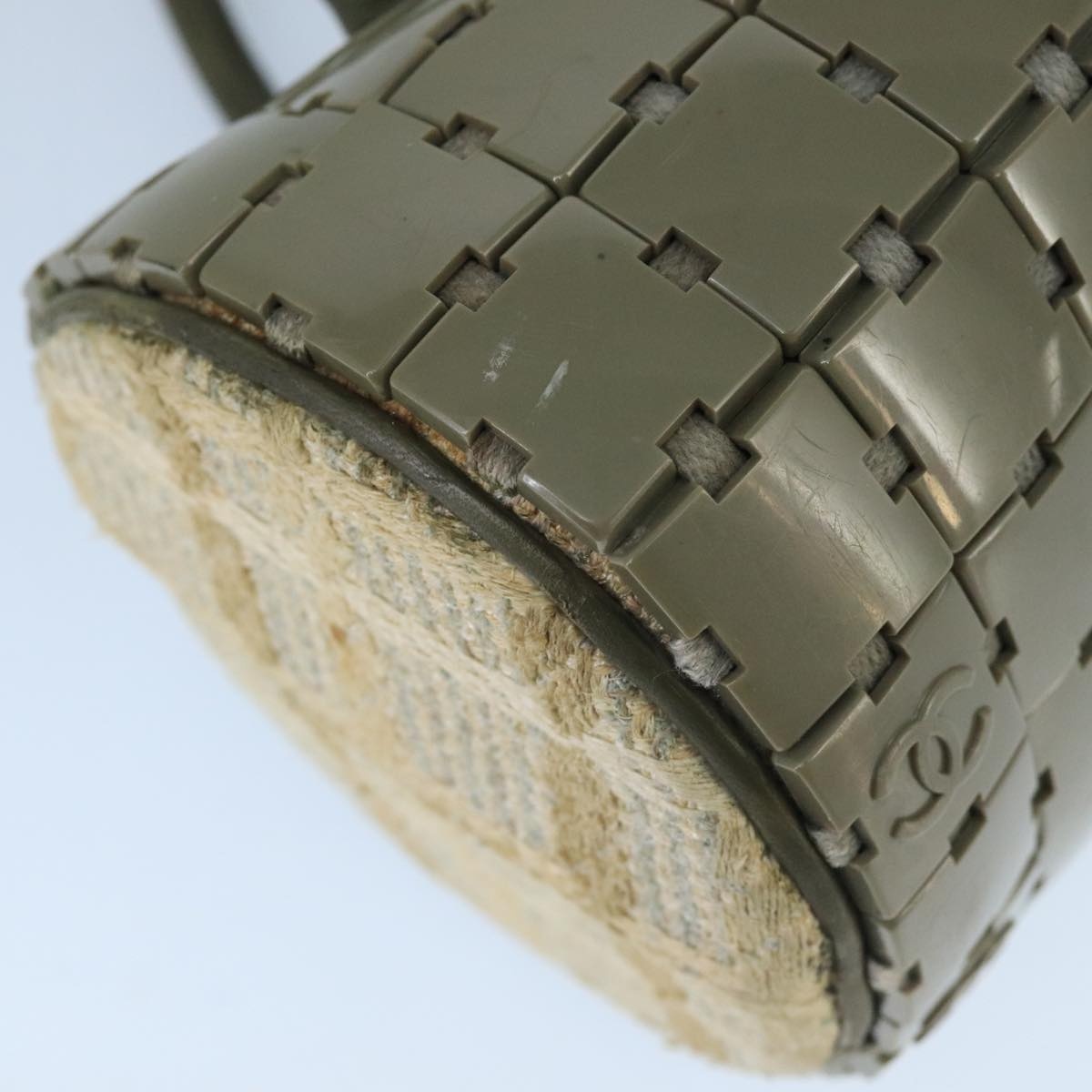 CHANEL Hand Bag Plastic Khaki CC - 13