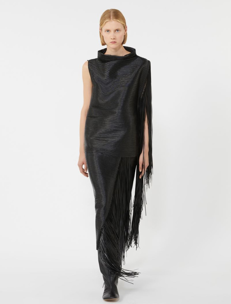 Sportmax Midi skirt with fringes - RUNWAY - BLACK outlook