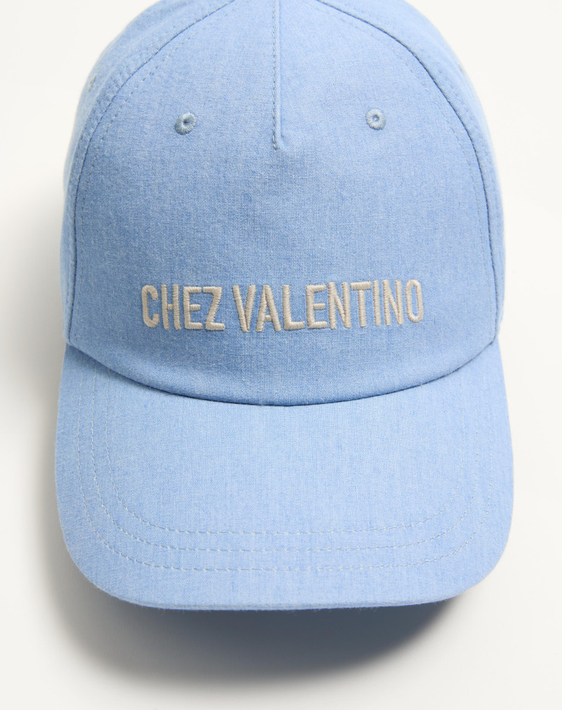 CHEZ VALENTINO DENIM BASEBALL CAP WITH EMBROIDERY 5