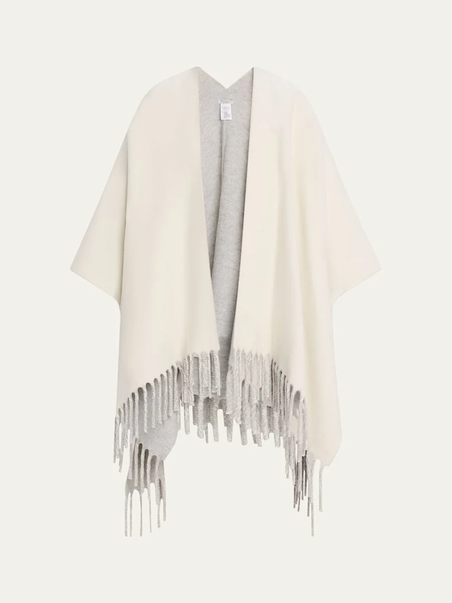 Reversible Cashmere Poncho - 1
