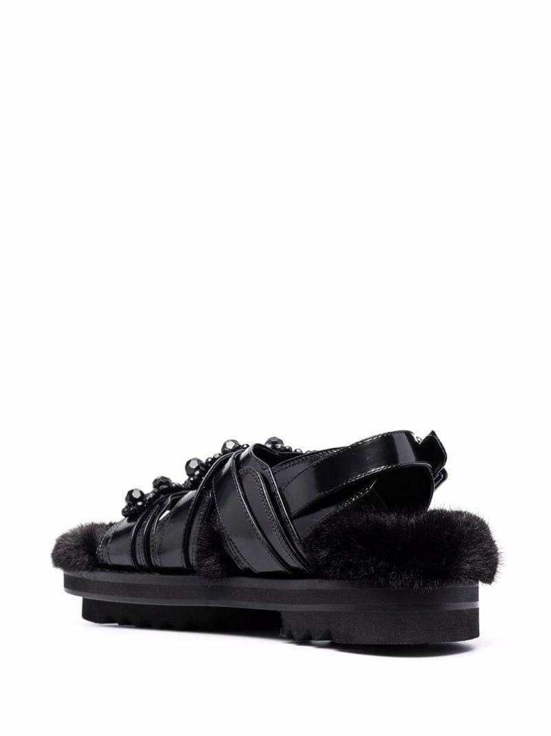 multi-strap faux-fur sandals - 3