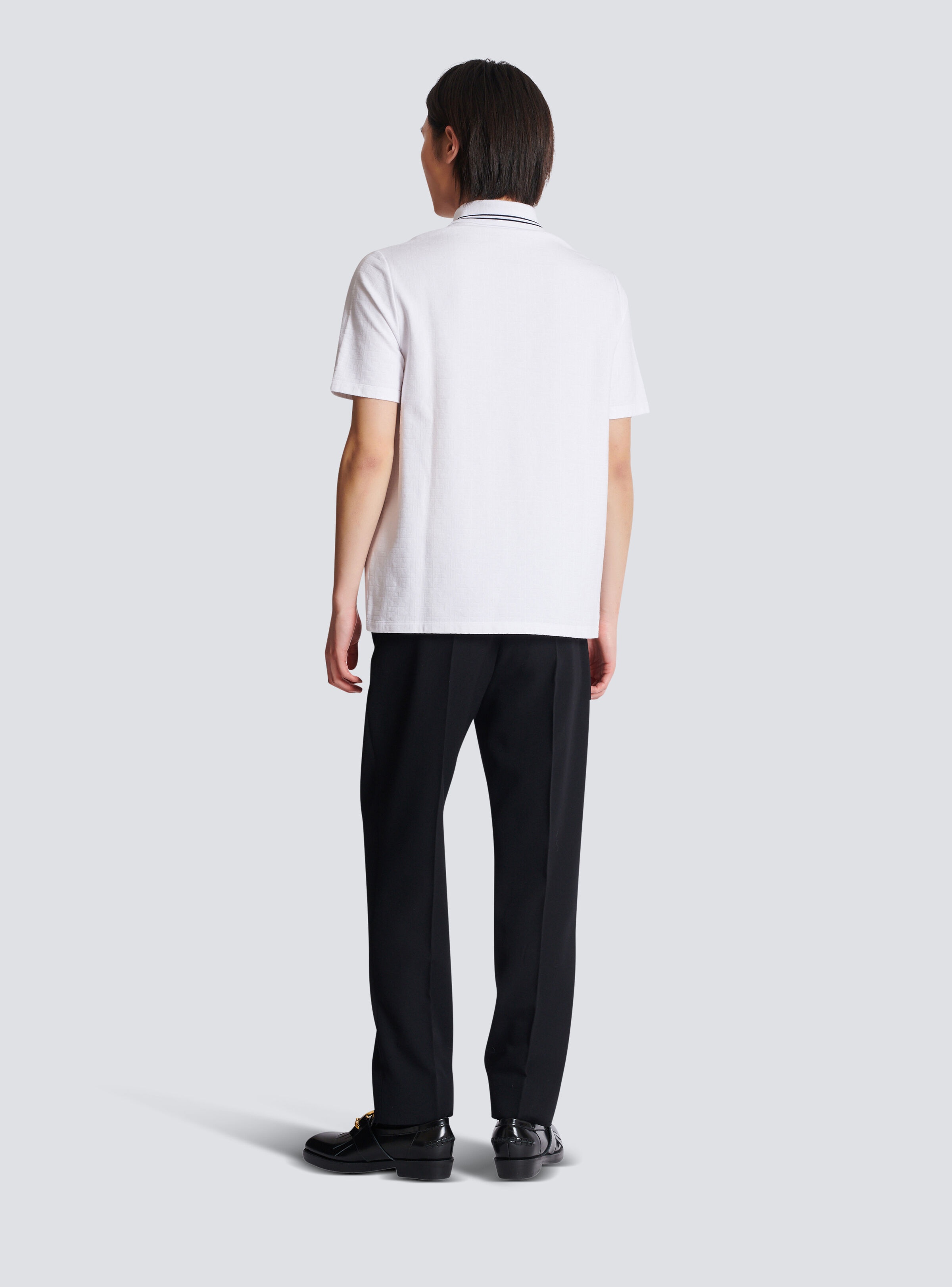 Monogrammed polo shirt with Balmain Couture label - 4