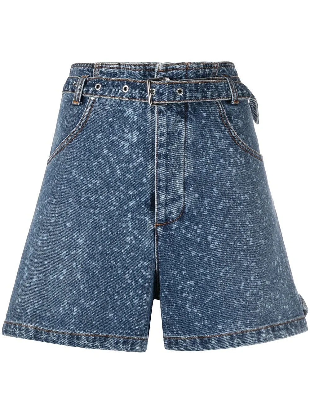 paint-splatter print denim shorts - 1
