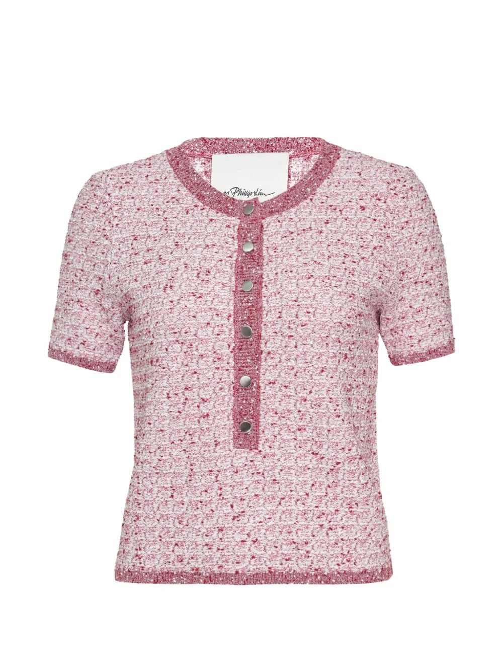 short-sleeved bouclé top - 1