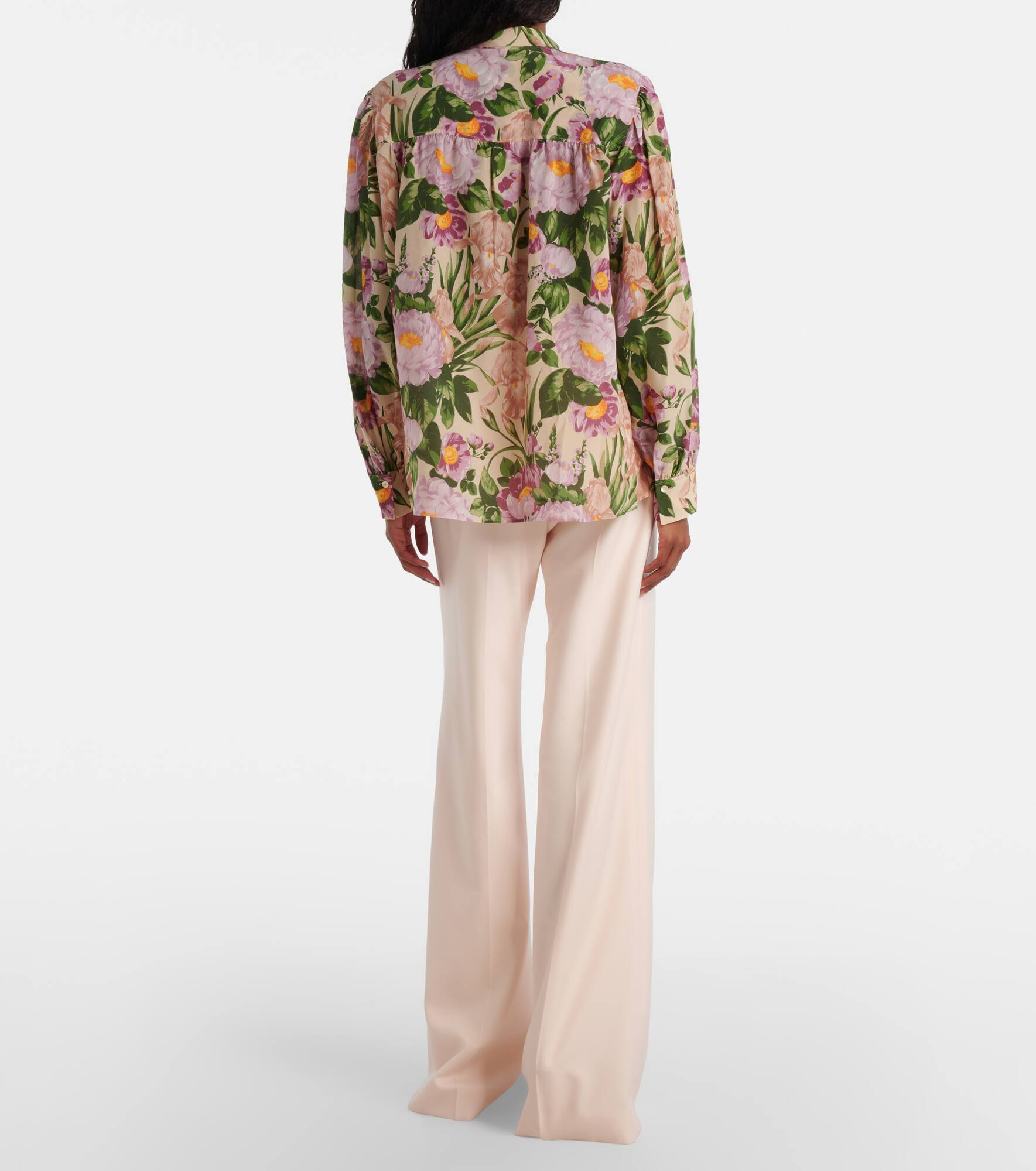 Tie-neck silk crêpe de chine blouse - 3