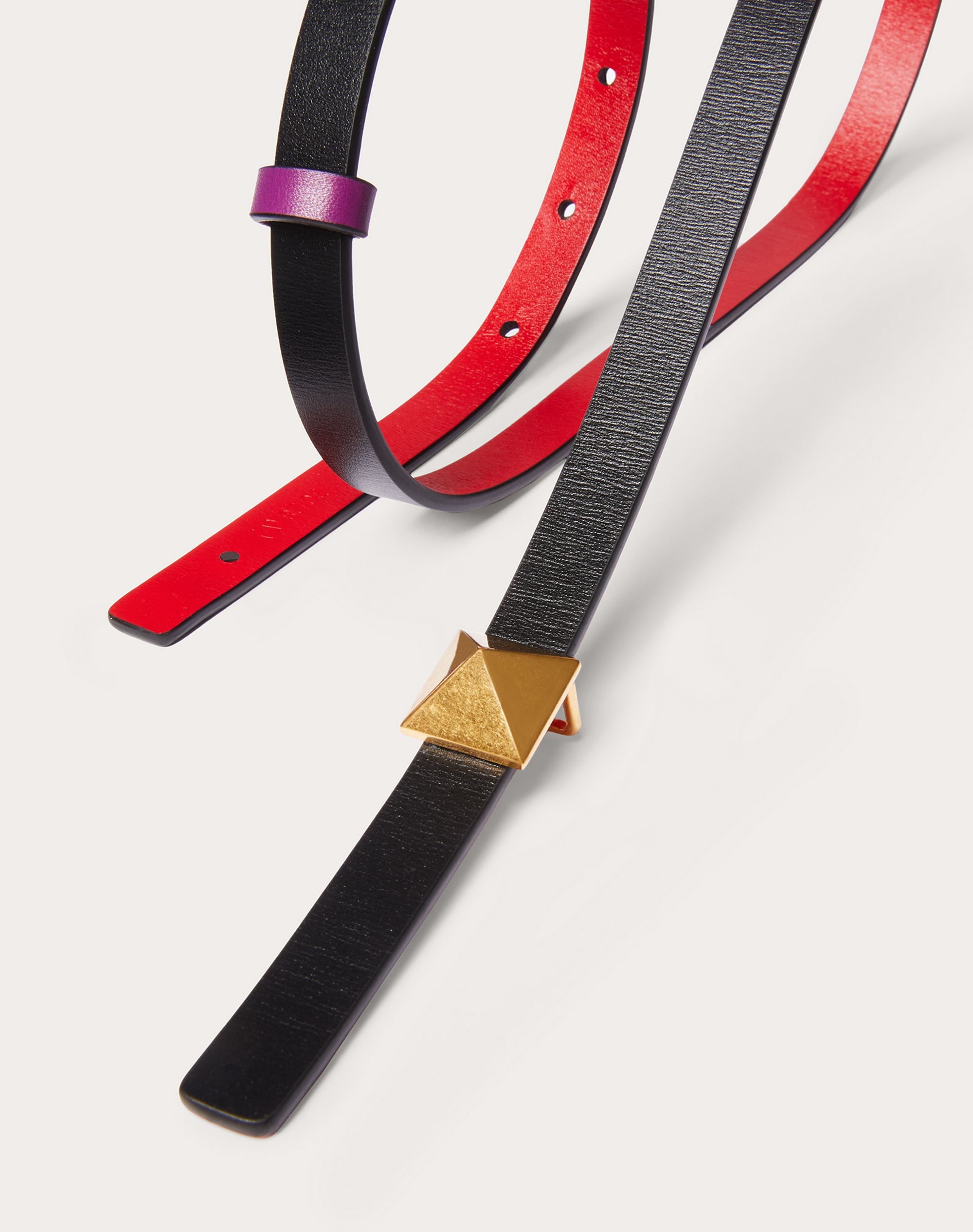 REVERSIBLE ONE STUD BELT IN GLOSSY CALFSKIN 12 MM - 2