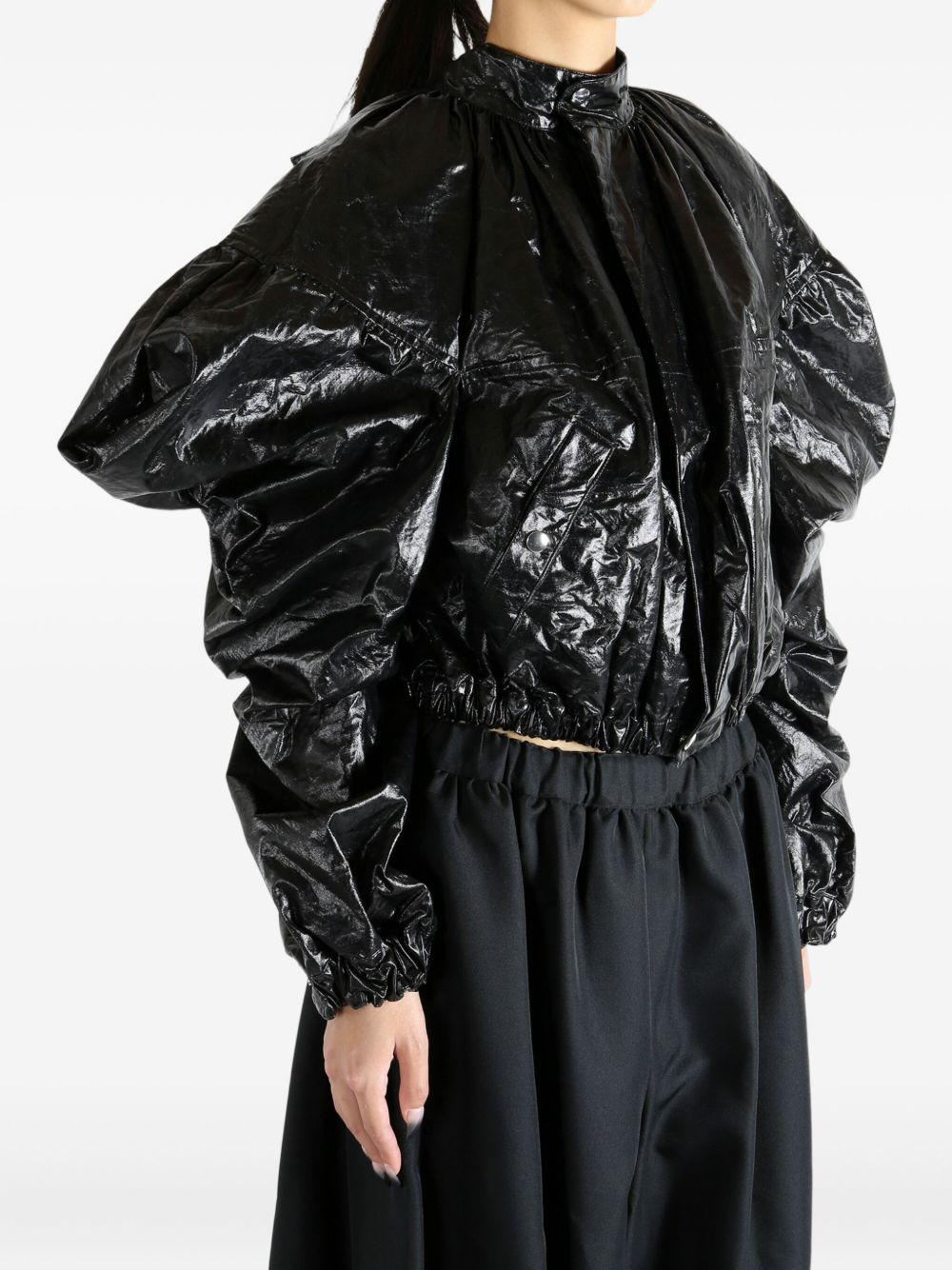 balloon-sleeve cropped jacket - 3