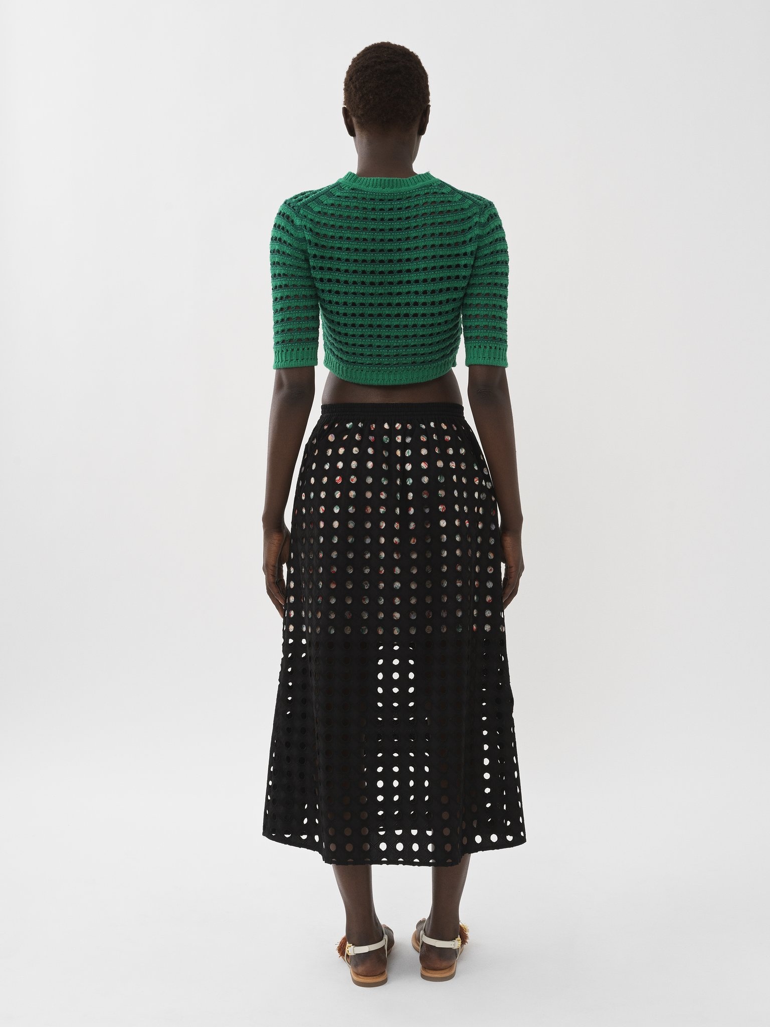 EYELET MID-LENGTH SKIRT - 3