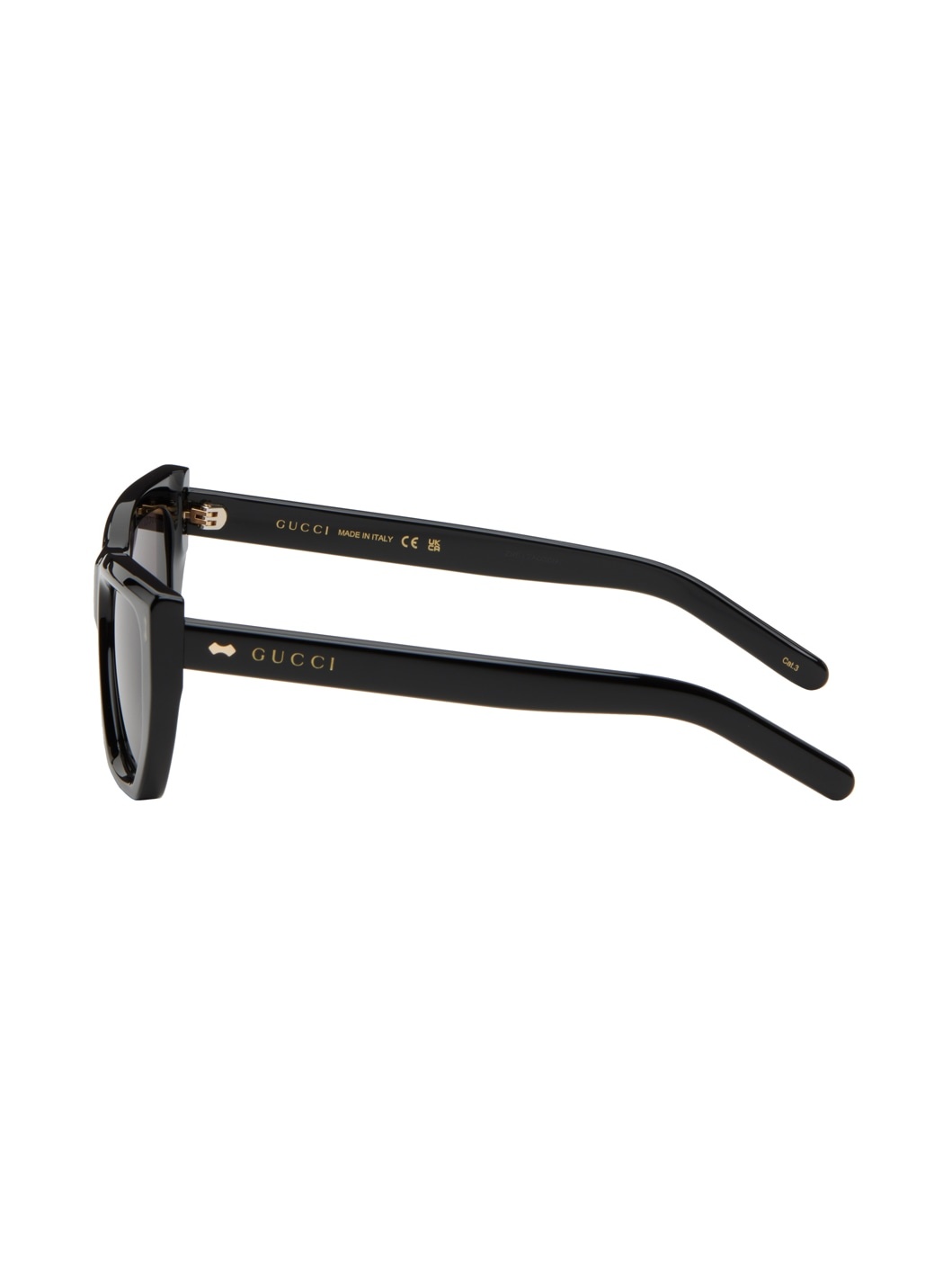 Black Rivetto Geometrical Acetate Sunglasses - 3