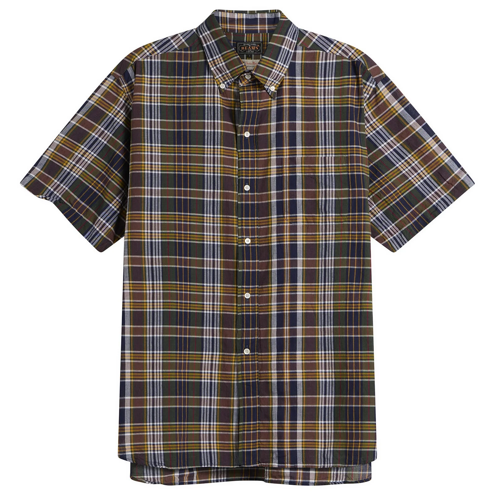 Beams Plus Short Sleeve Button Down Madras Shirt - 1