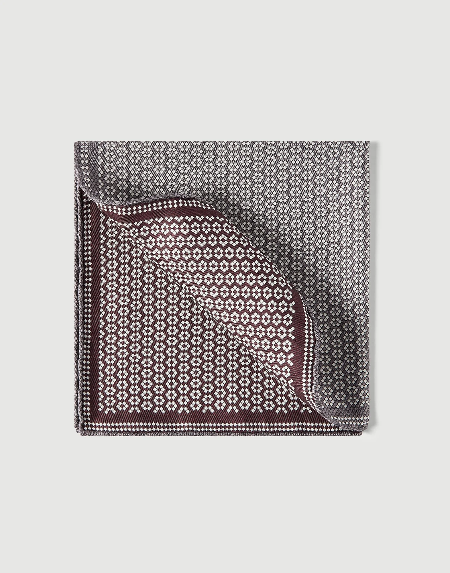Silk geometric pattern pocket square - 1