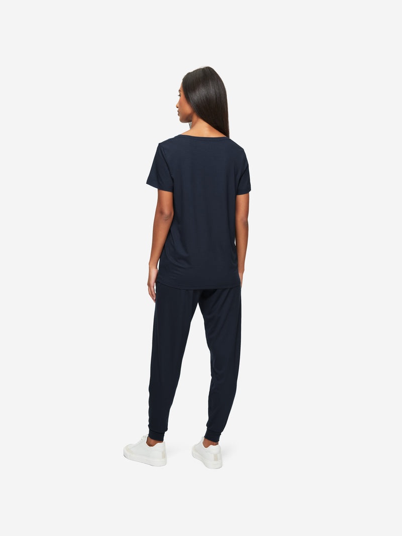 Women's V-Neck T-Shirt Lara Micro Modal Stretch Navy - 4