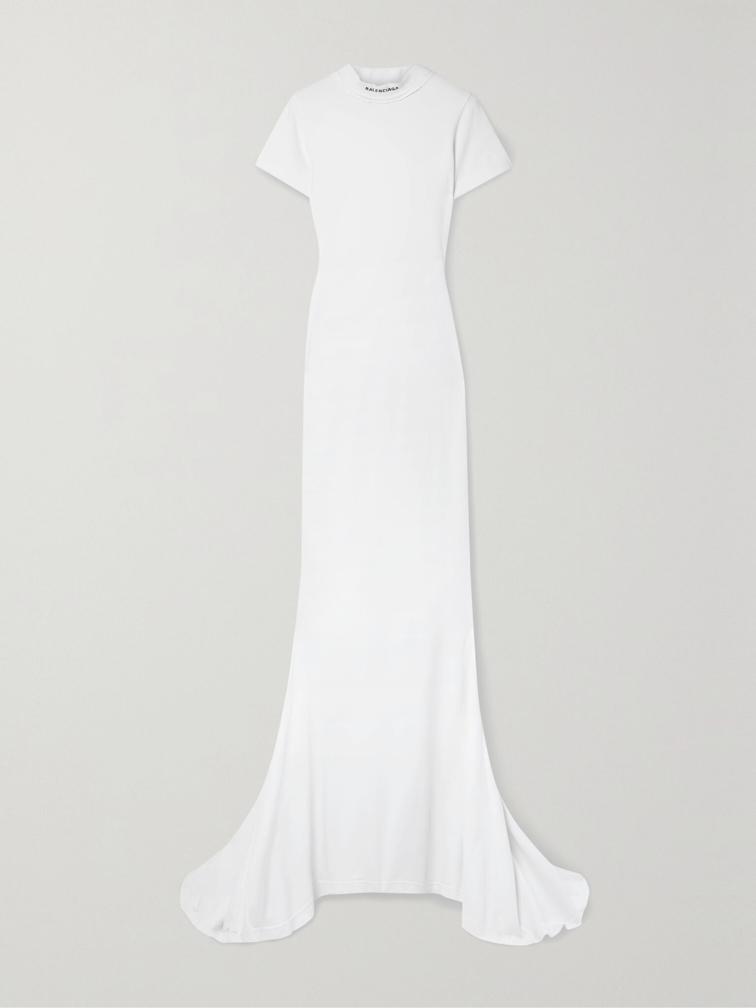 Embroidered stretch-cotton jersey maxi dress White - 1