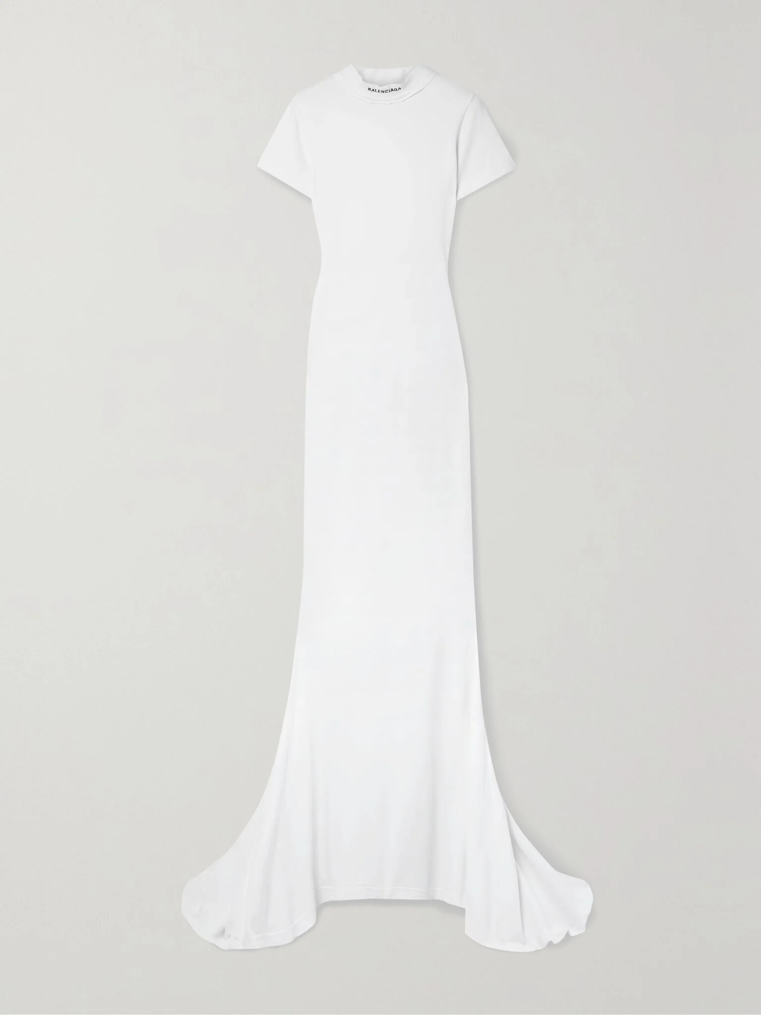 Embroidered stretch-cotton jersey maxi dress White - 1