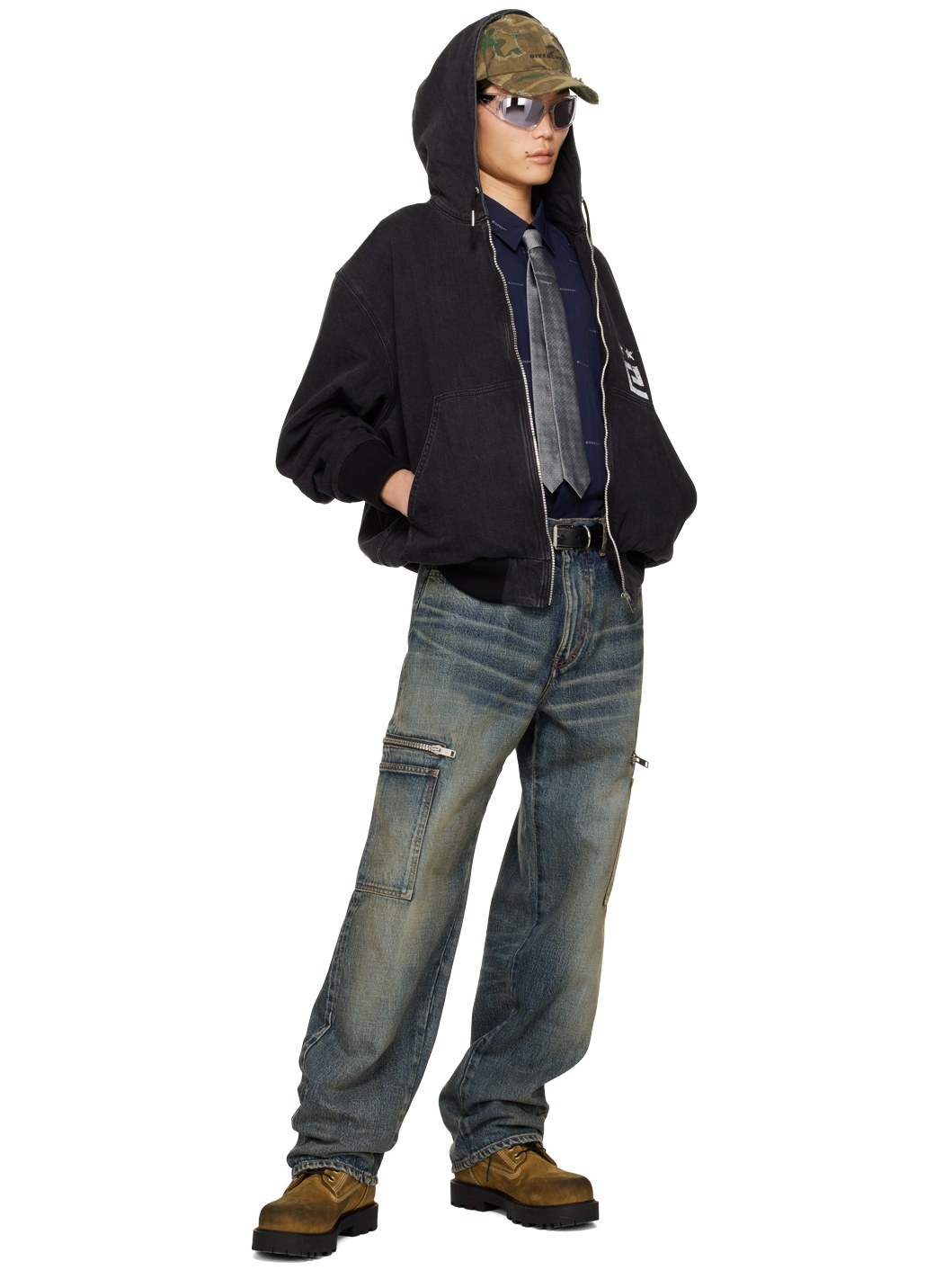 Black Zip Denim Jacket - 4