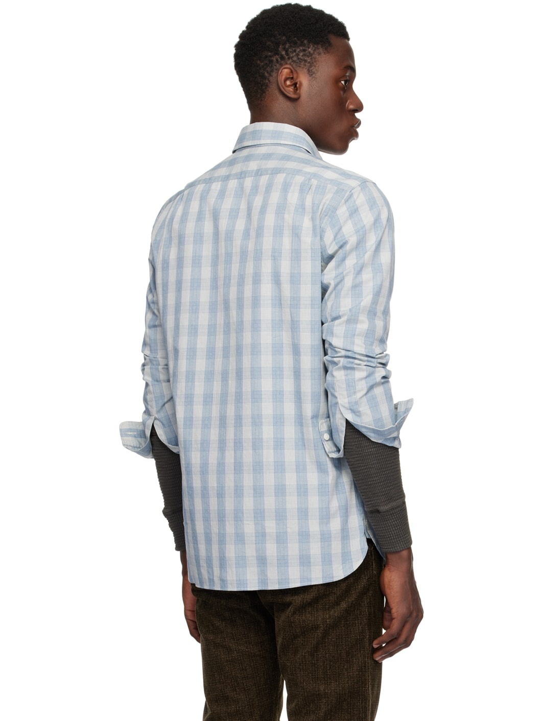 Blue & Off-White Check Shirt - 3