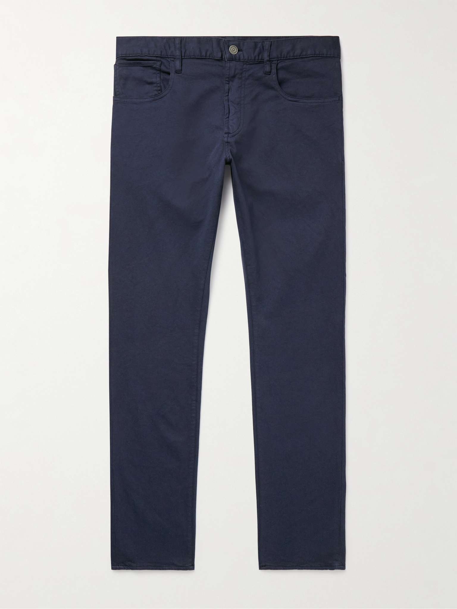 Slim-Fit Straight-Leg Stretch-Cotton Trousers - 1