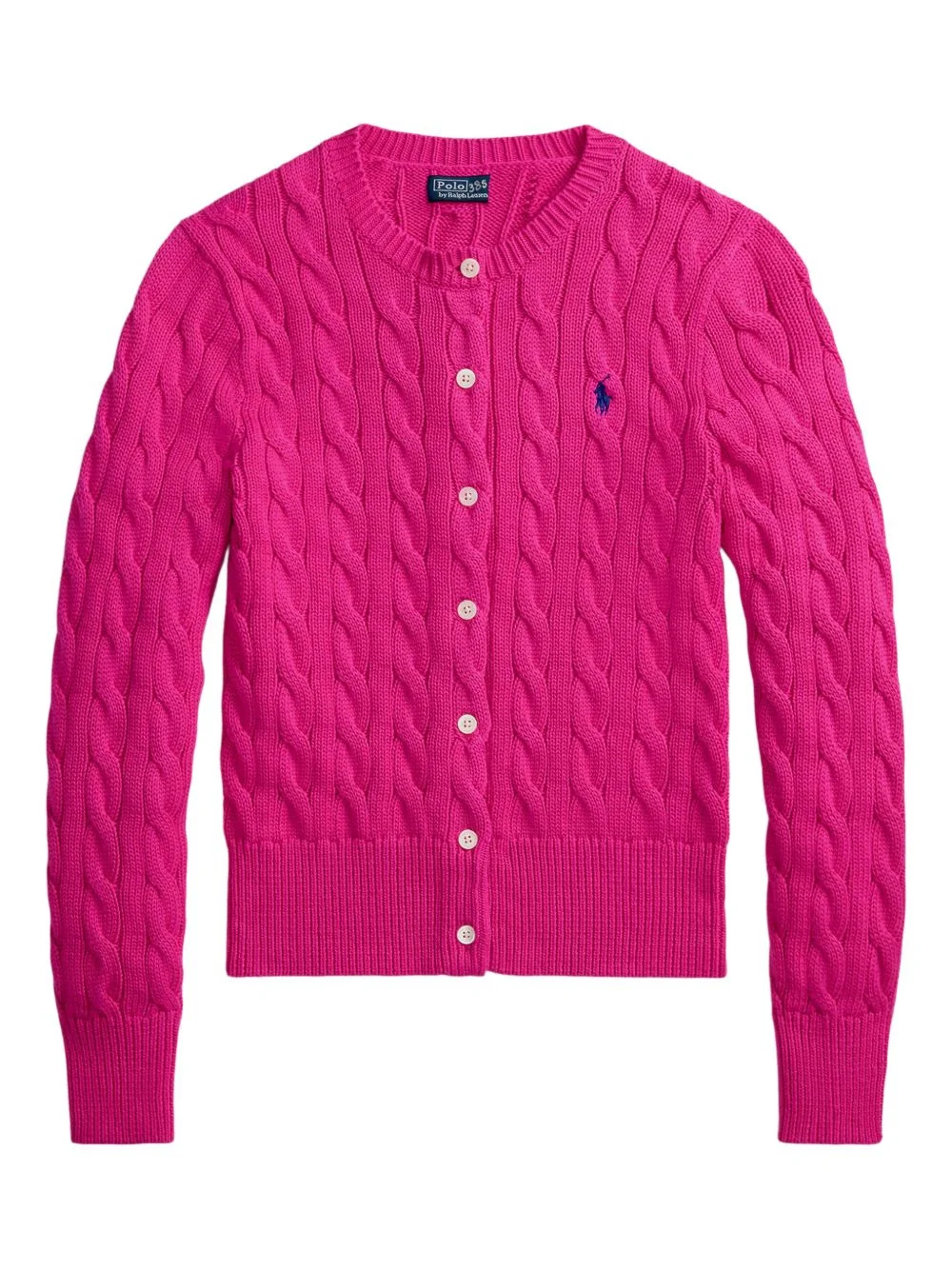 cable-knit crew-neck cardigan - 1