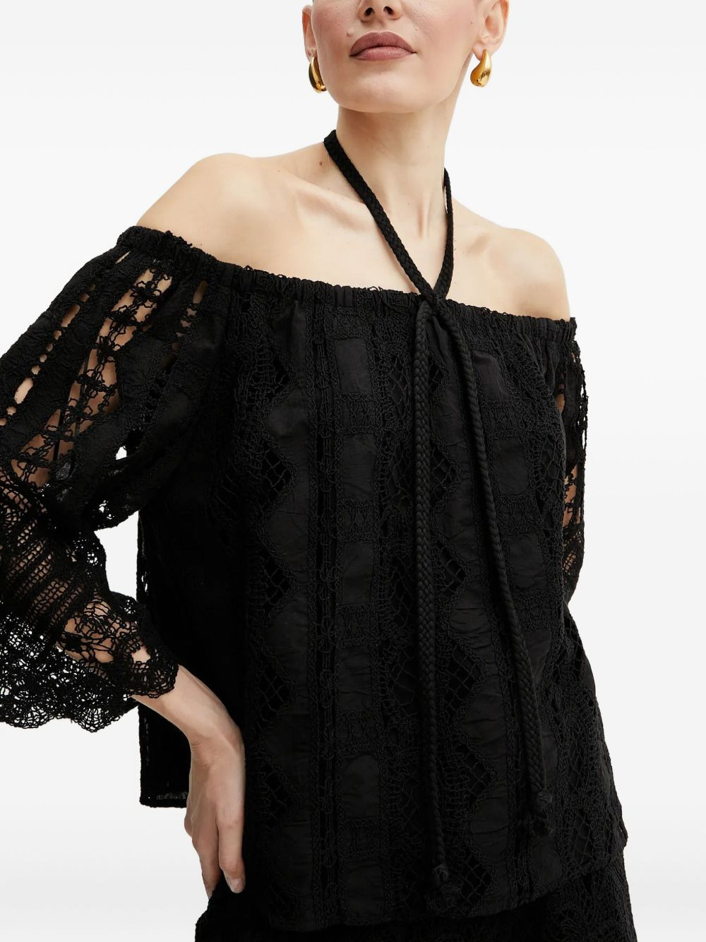 off-shoulder lace top - 3