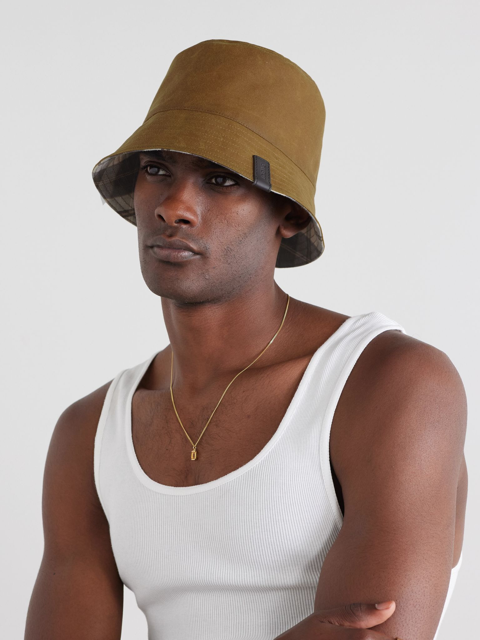 Reversible Leather-Trimmed Waxed Cotton-Canvas and Wool-Blend Bucket Hat Brown - 2