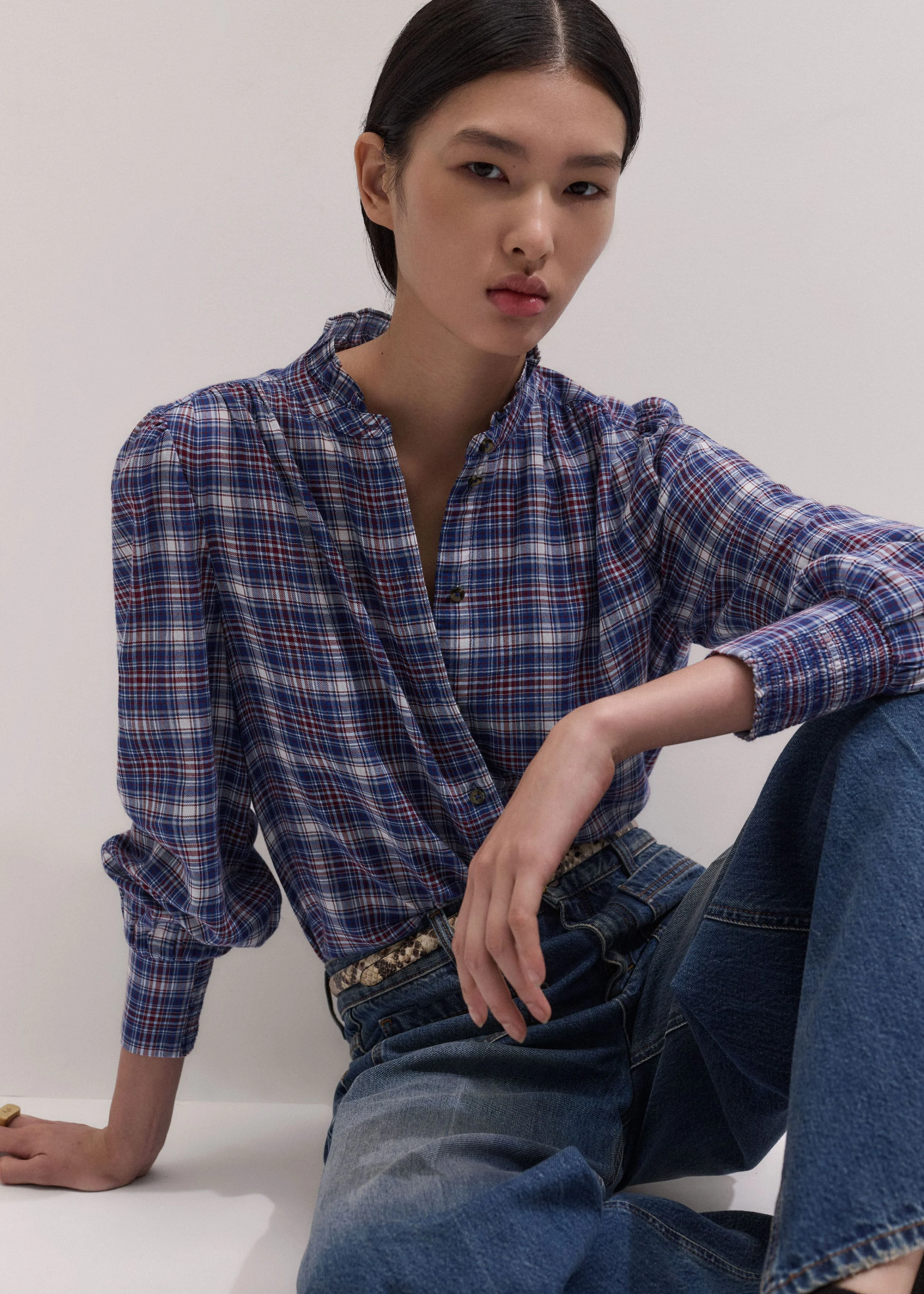 Cotton Check Blouse - 1