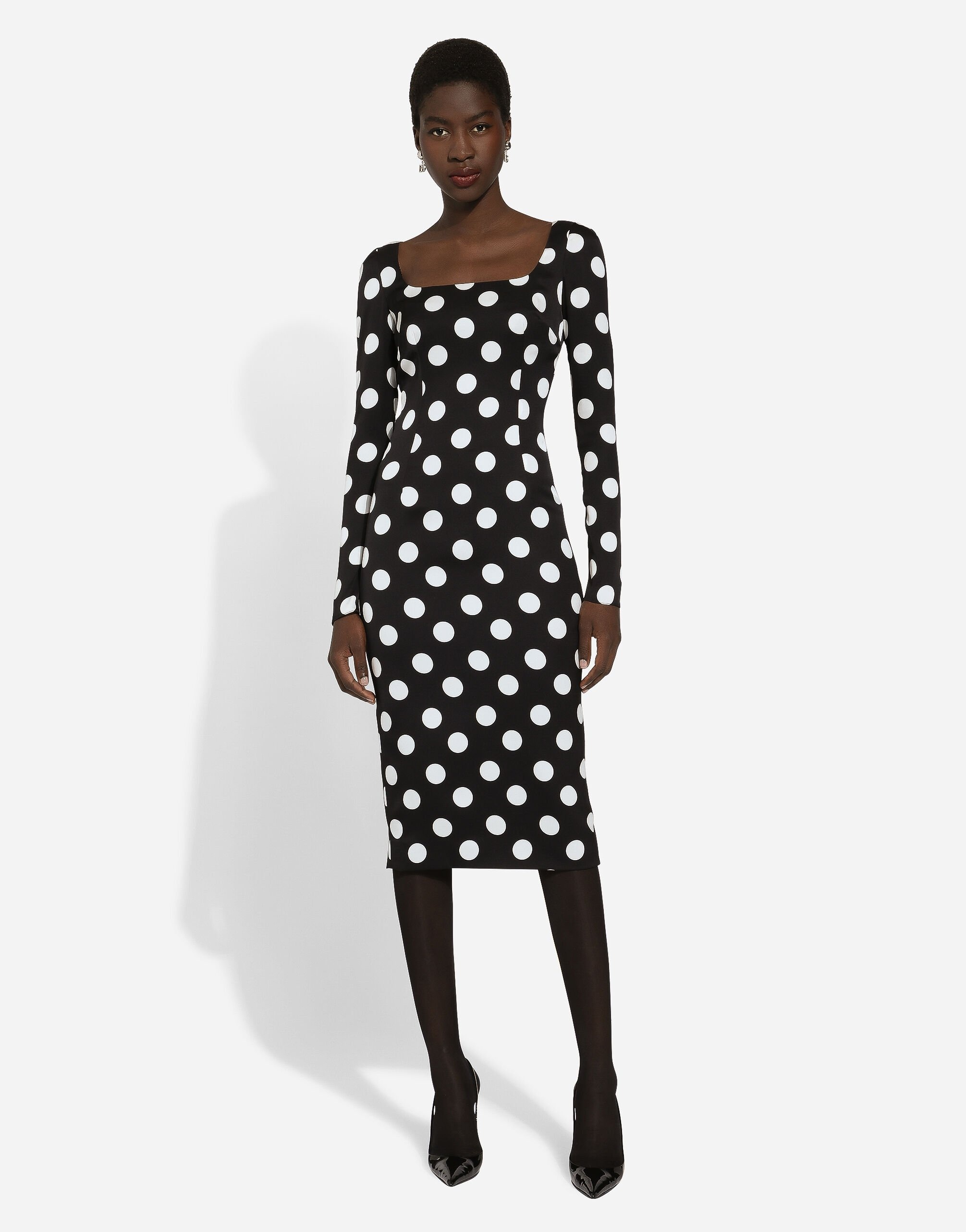 Charmeuse sheath dress with macro polka-dot print - 2