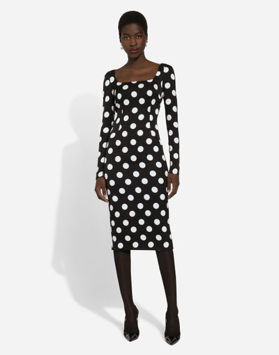 Dolce & Gabbana Charmeuse sheath dress with macro polka-dot print outlook