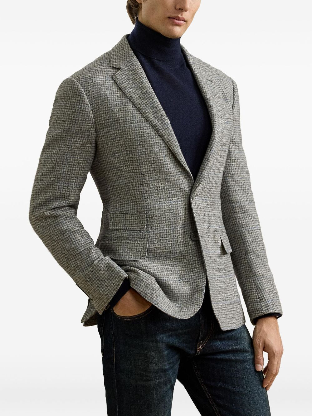 houndstooth single-breasted blazer - 3